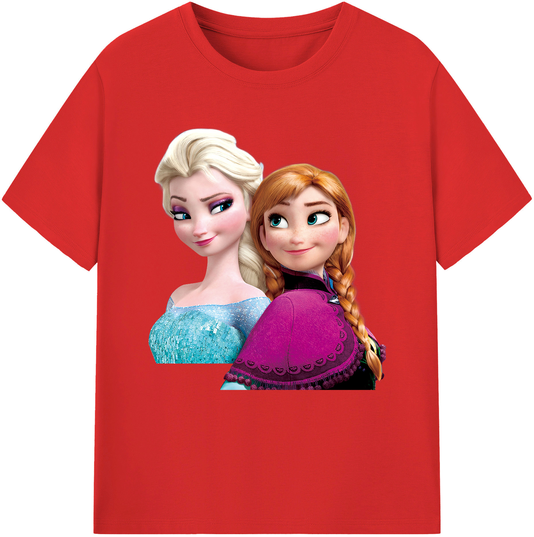 （画像用） アナと雪の女王 アンナ エルサ Frozen Anna Elsa レディースカジュアルプリントTシャツ（綿100％）