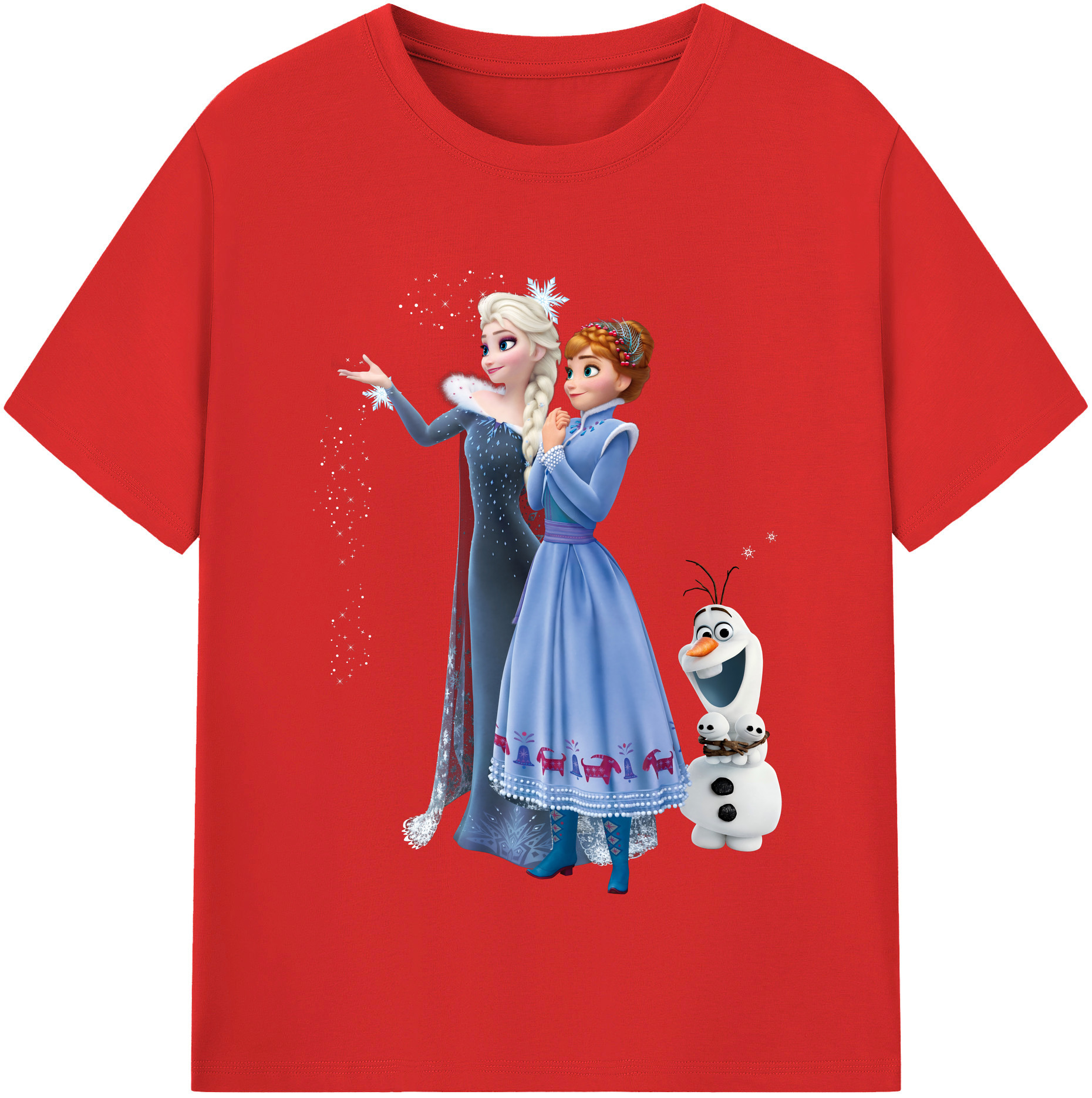 （画像用） アナと雪の女王 アンナ エルサ Frozen Anna Elsa レディースカジュアルプリントTシャツ（綿100％）
