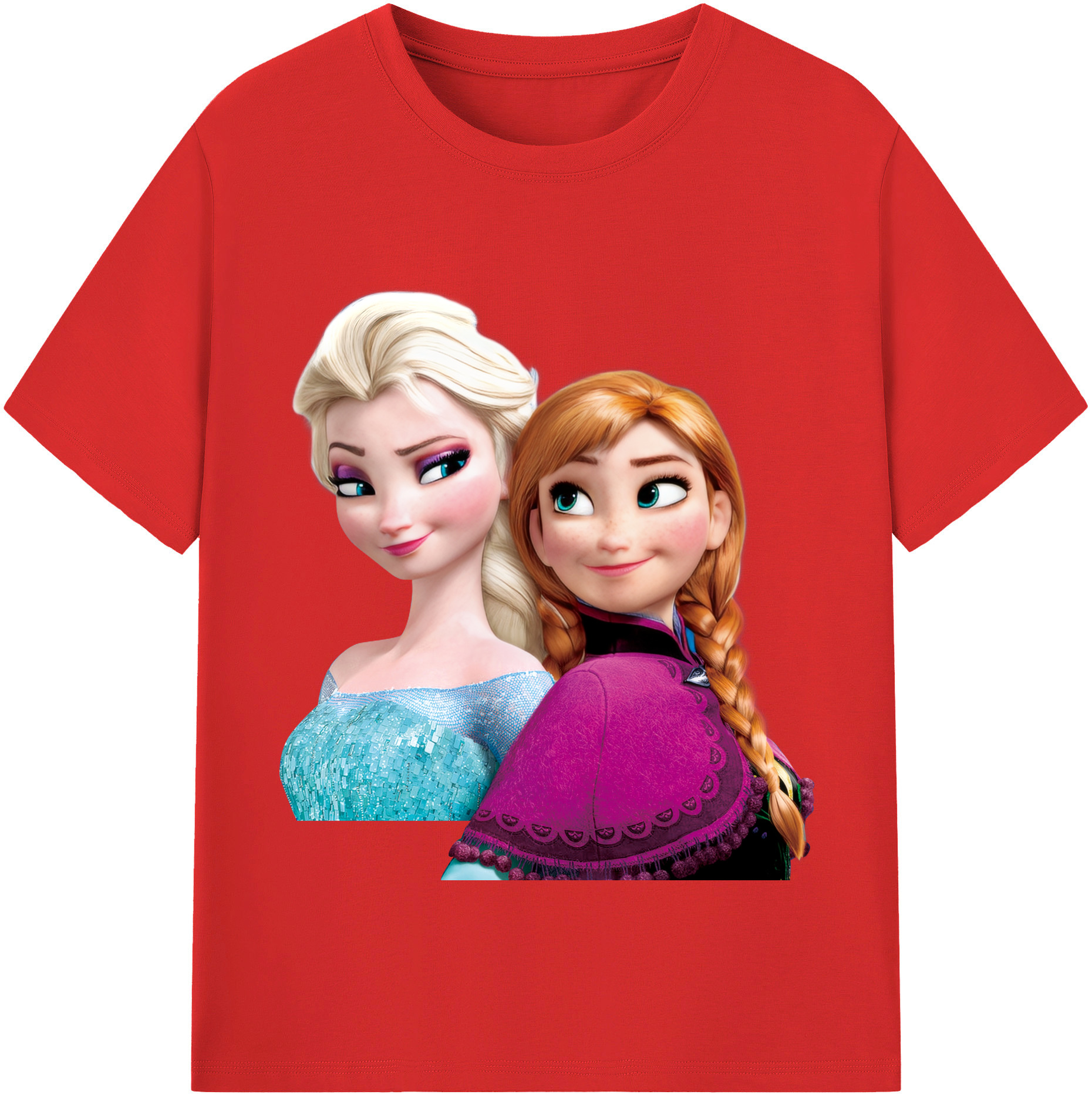 （画像用） アナと雪の女王 アンナ エルサ Frozen Anna Elsa レディースカジュアルプリントTシャツ（綿100％）