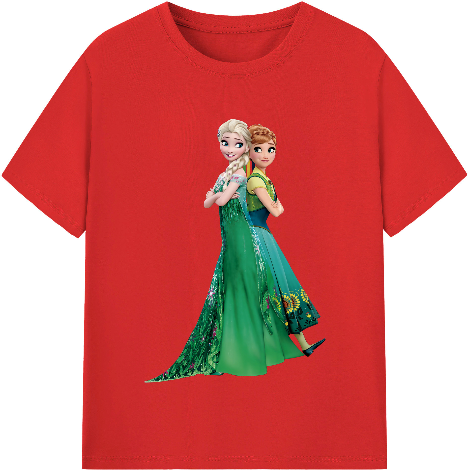 （画像用） アナと雪の女王 アンナ エルサ Frozen Anna Elsa レディースカジュアルプリントTシャツ（綿100％）