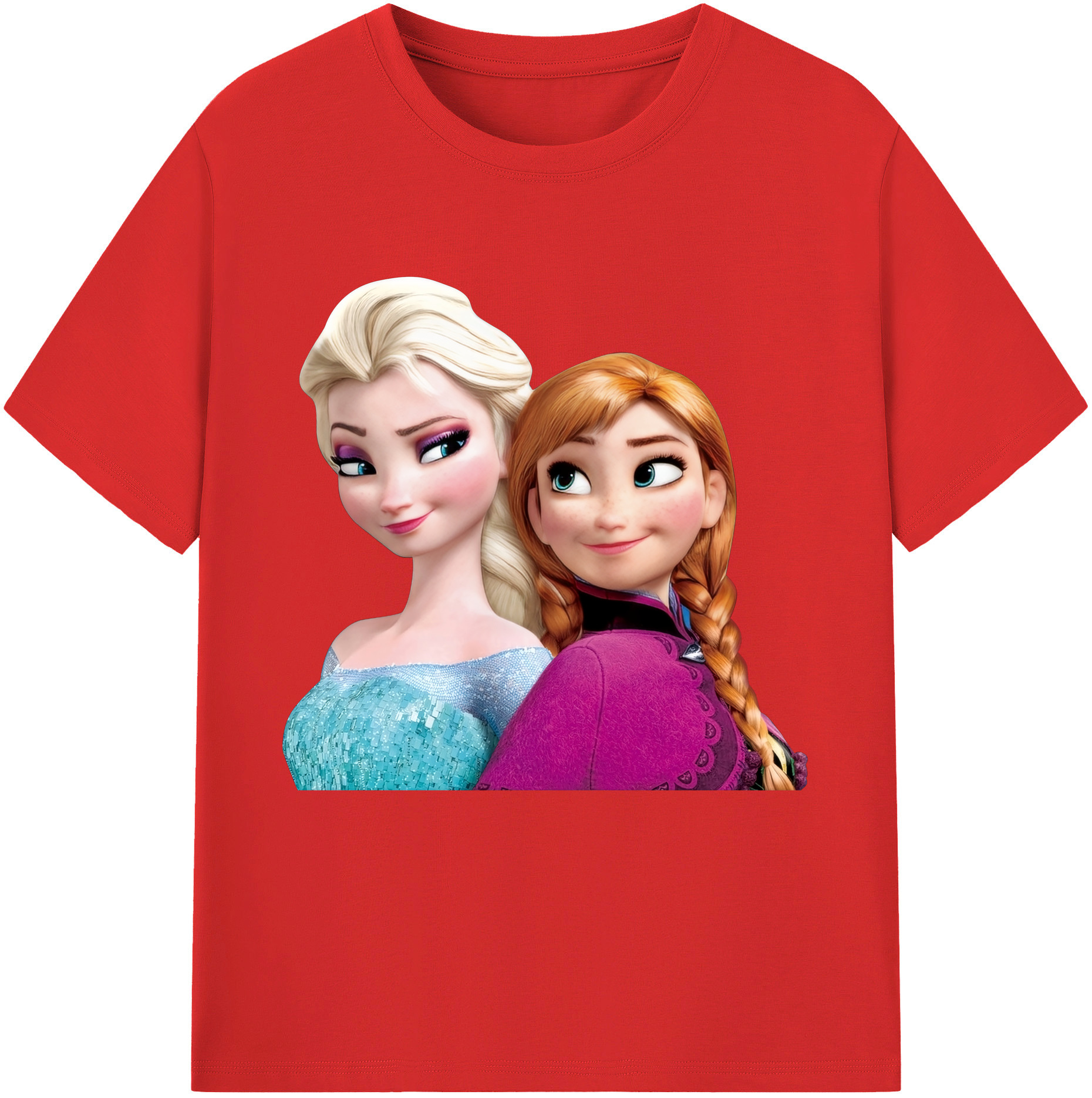 （画像用） アナと雪の女王 アンナ エルサ Frozen Anna Elsa レディースカジュアルプリントTシャツ（綿100％）