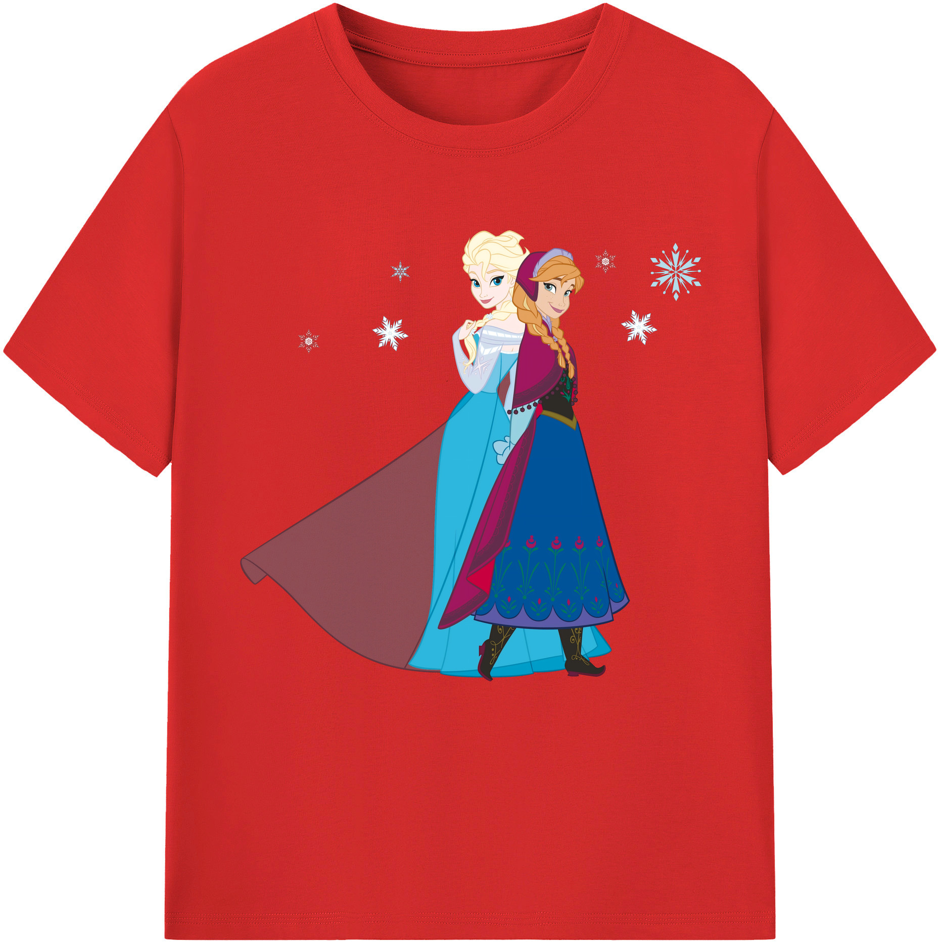 （画像用） アナと雪の女王 アンナ エルサ Frozen Anna Elsa レディースカジュアルプリントTシャツ（綿100％）