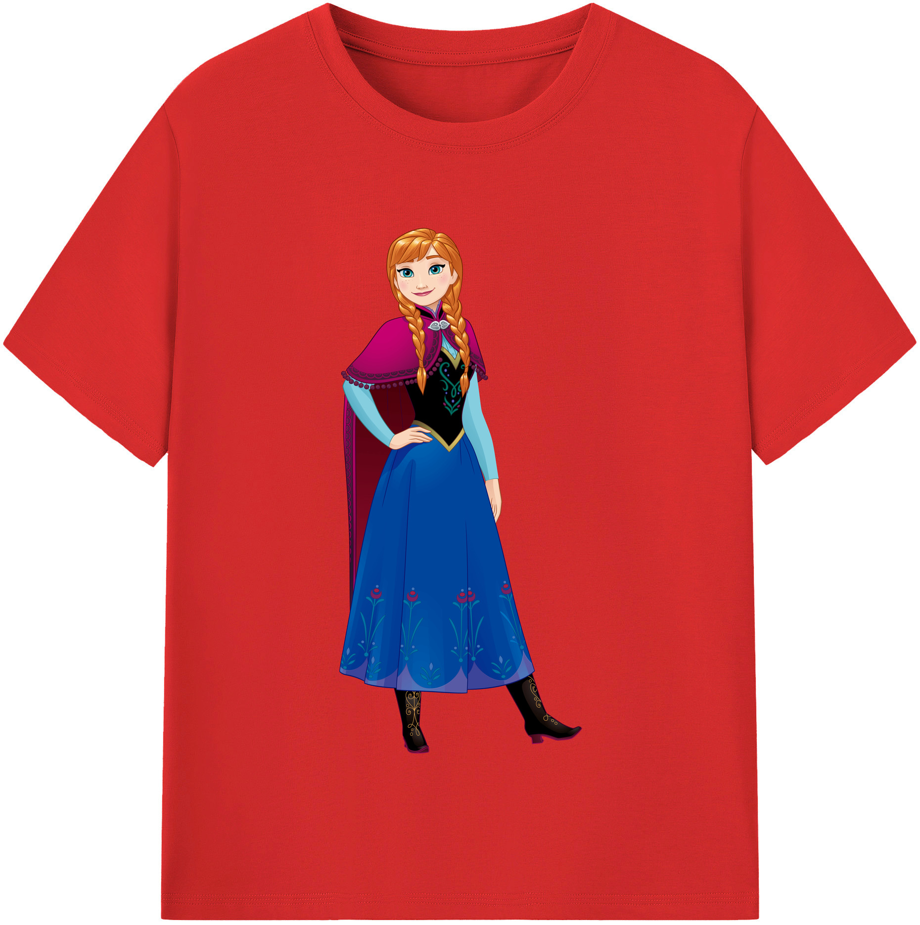 （画像用） アナと雪の女王 アンナ エルサ Frozen Anna Elsa レディースカジュアルプリントTシャツ（綿100％）