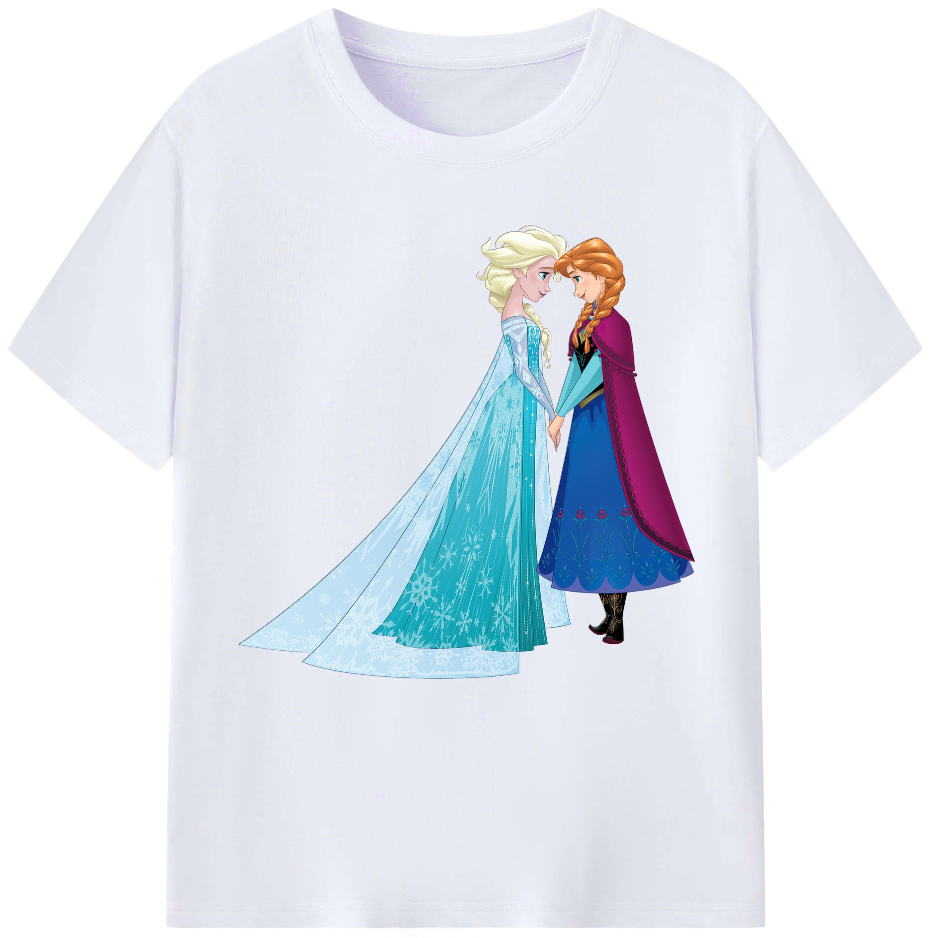 （画像用） アナと雪の女王 アンナ エルサ Frozen Anna Elsa レディースカジュアルプリントTシャツ（綿100％）