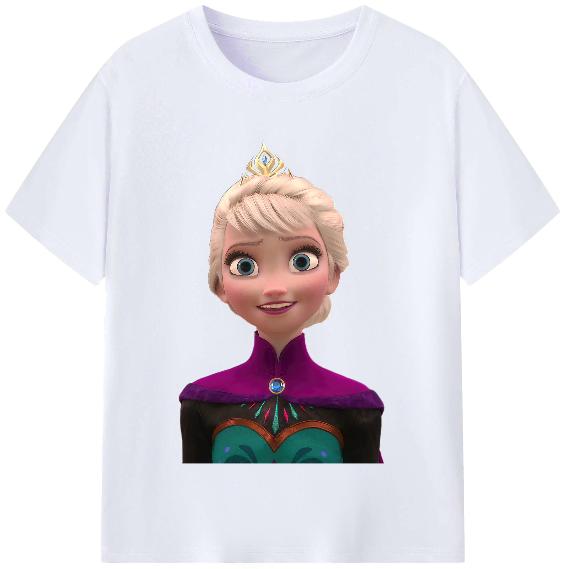 （画像用） アナと雪の女王 アンナ エルサ Frozen Anna Elsa レディースカジュアルプリントTシャツ（綿100％）