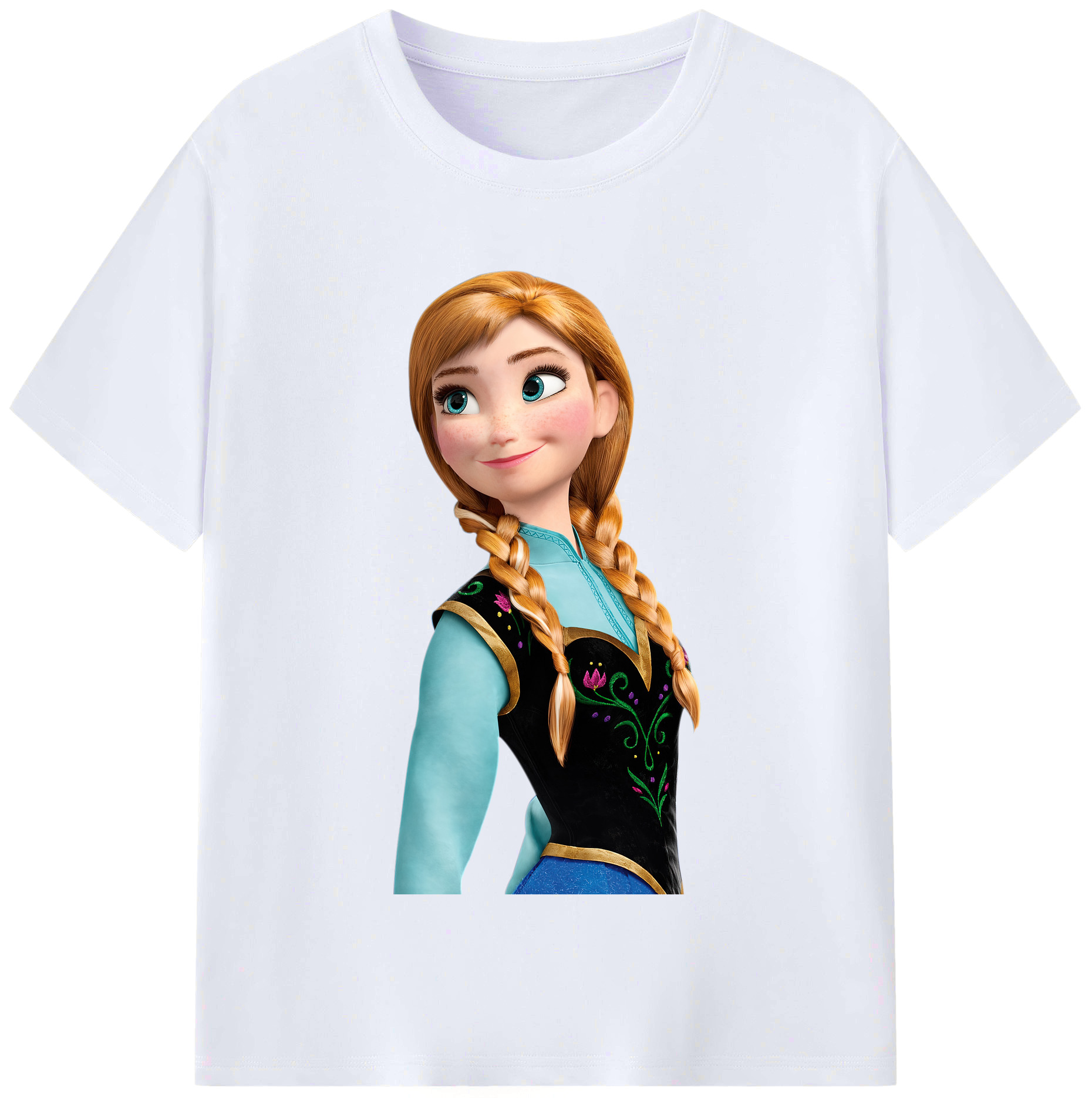 （画像用） アナと雪の女王 アンナ エルサ Frozen Anna Elsa レディースカジュアルプリントTシャツ（綿100％）