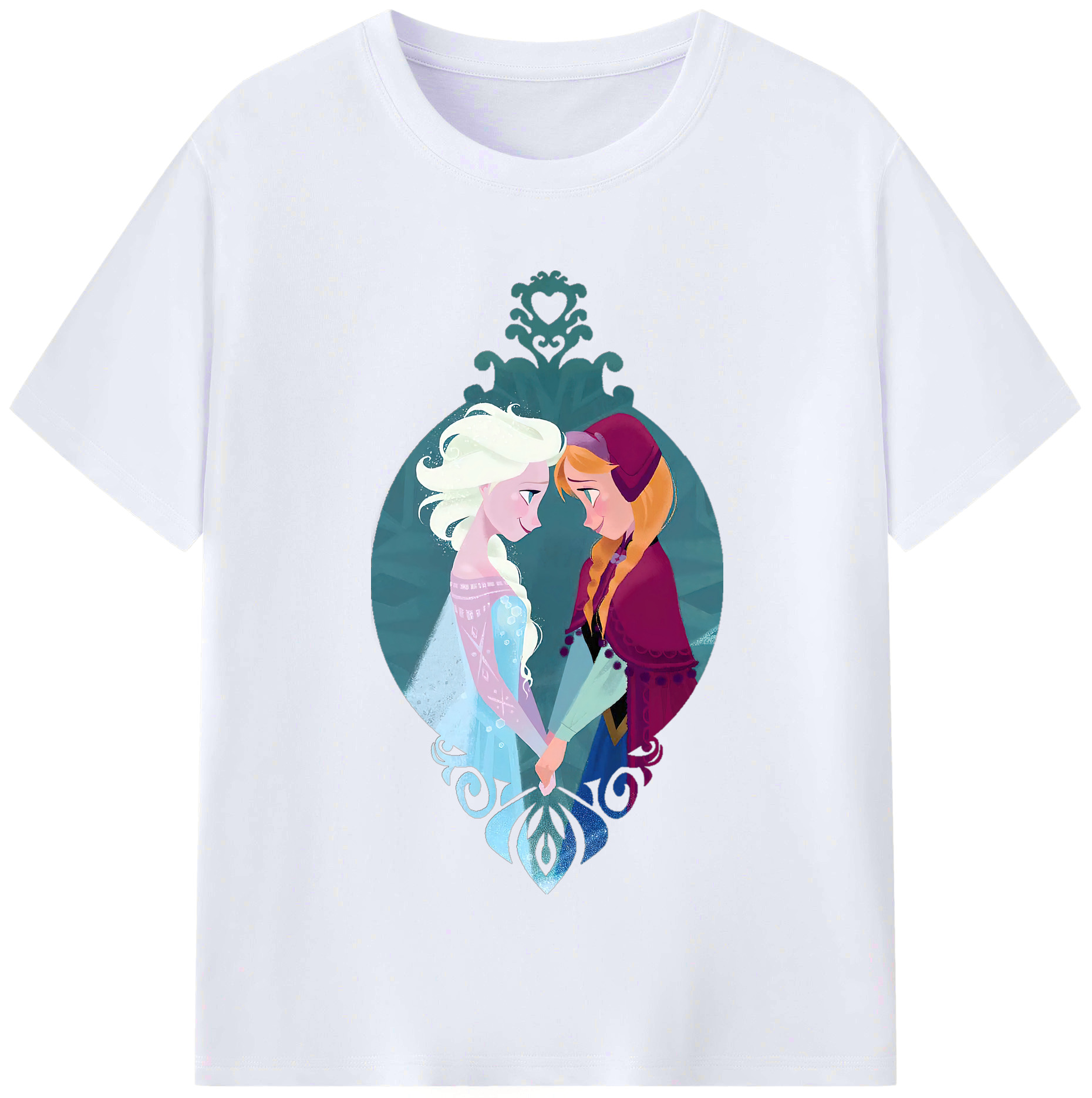 （画像用） アナと雪の女王 アンナ エルサ Frozen Anna Elsa レディースカジュアルプリントTシャツ（綿100％）