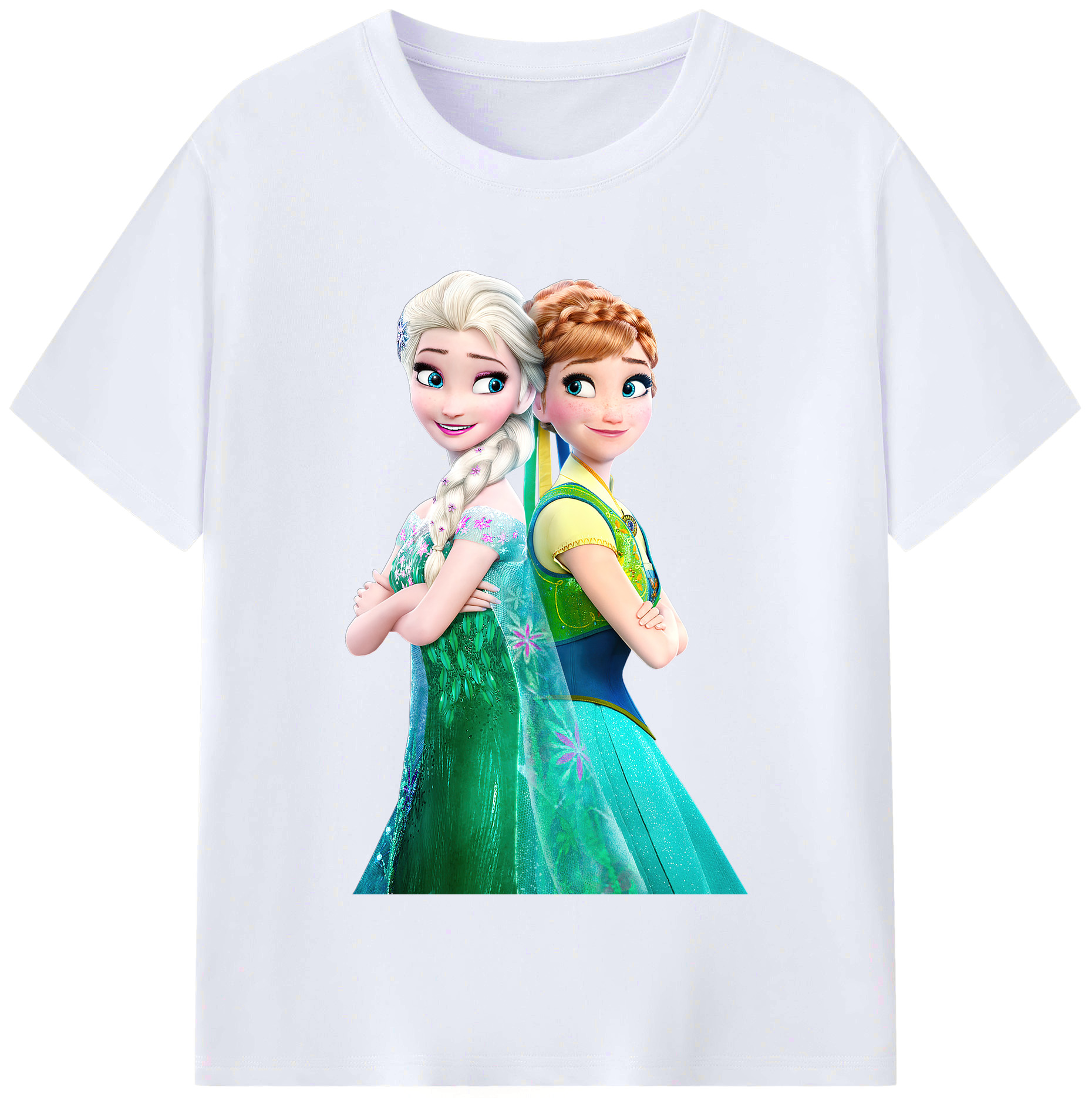 （画像用） アナと雪の女王 アンナ エルサ Frozen Anna Elsa レディースカジュアルプリントTシャツ（綿100％）