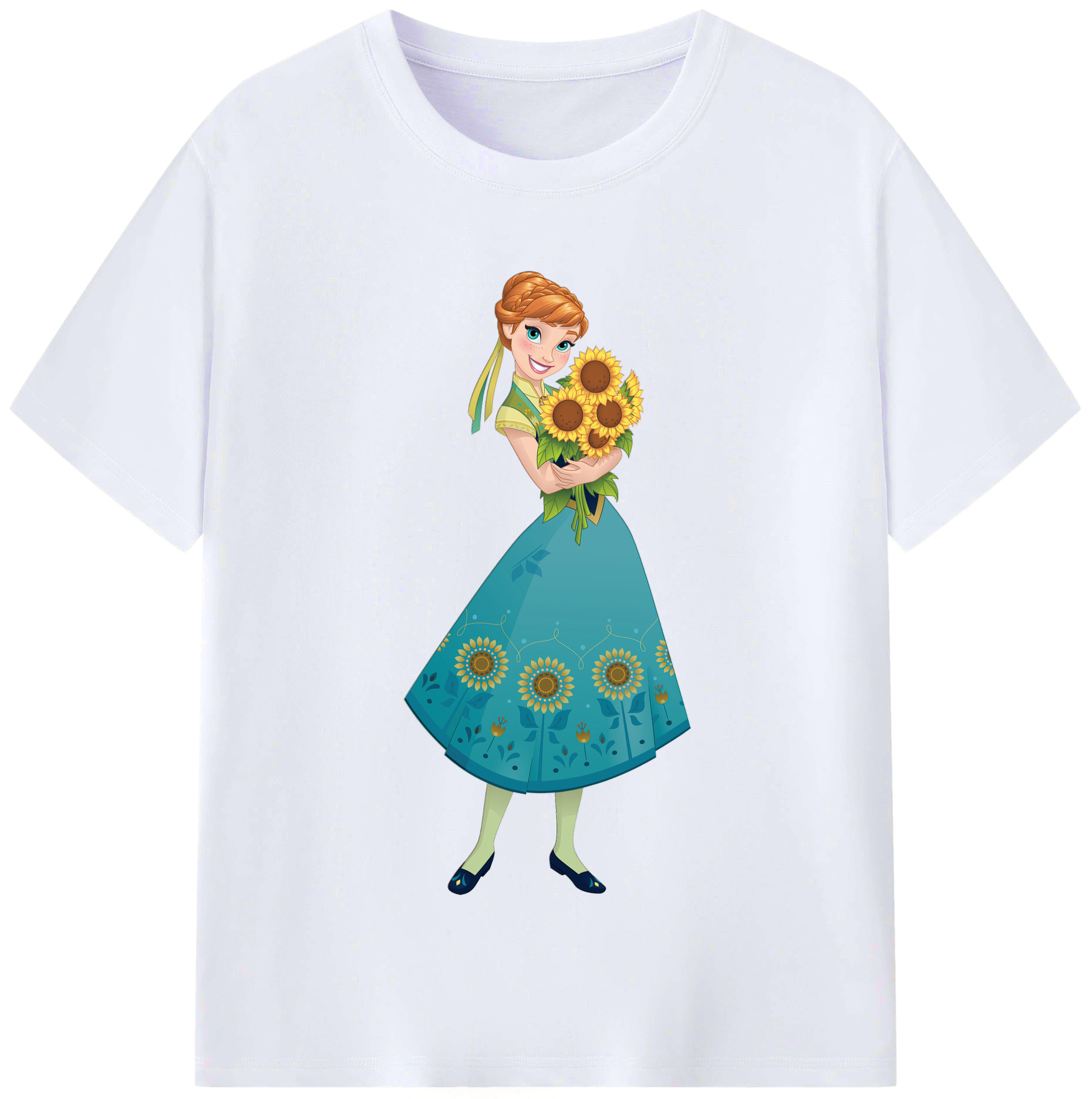 （画像用） アナと雪の女王 アンナ エルサ Frozen Anna Elsa レディースカジュアルプリントTシャツ（綿100％）
