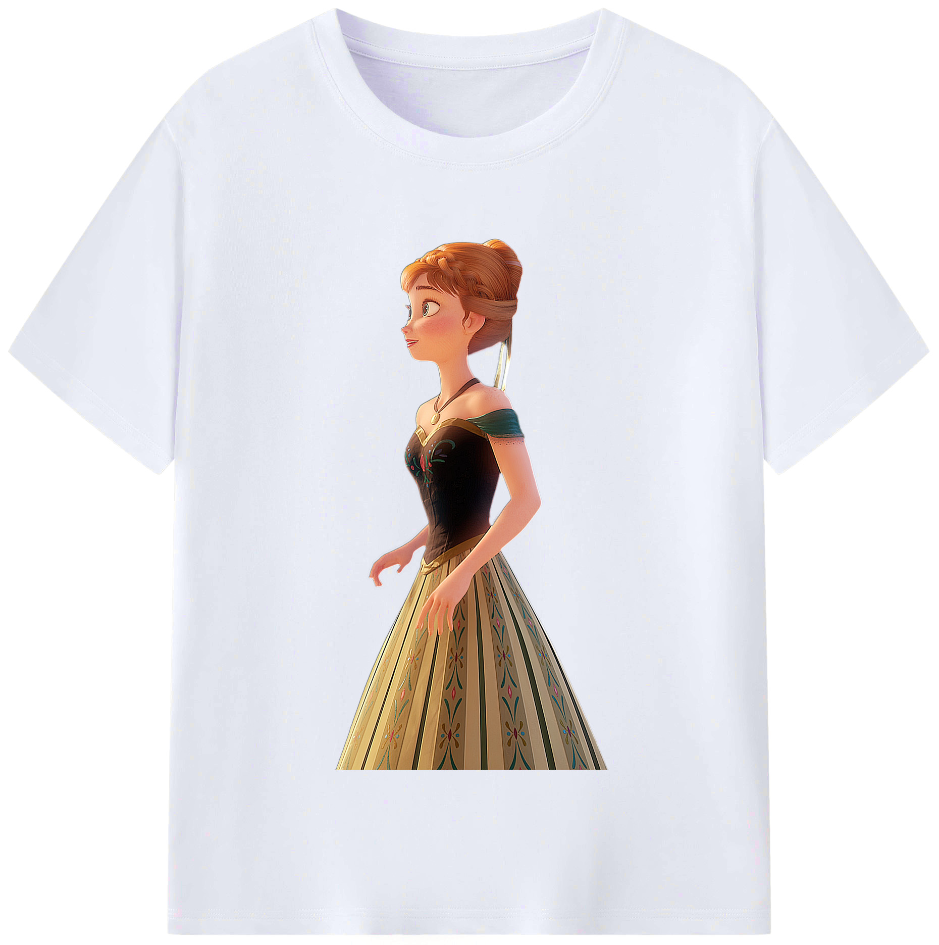 （画像用） アナと雪の女王 アンナ エルサ Frozen Anna Elsa レディースカジュアルプリントTシャツ（綿100％）