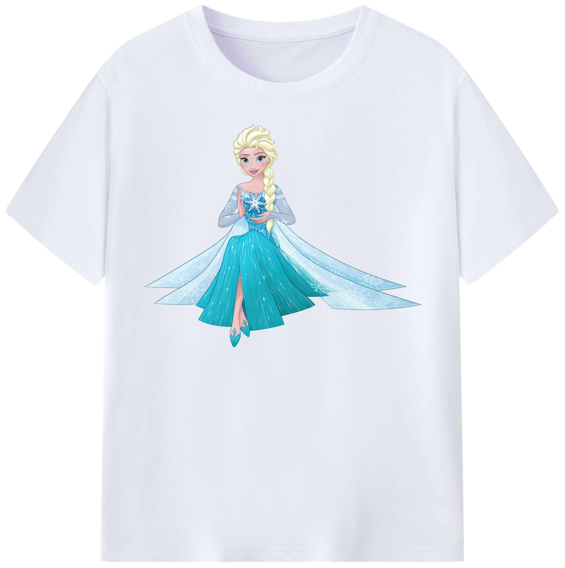 （画像用） アナと雪の女王 アンナ エルサ Frozen Anna Elsa レディースカジュアルプリントTシャツ（綿100％）