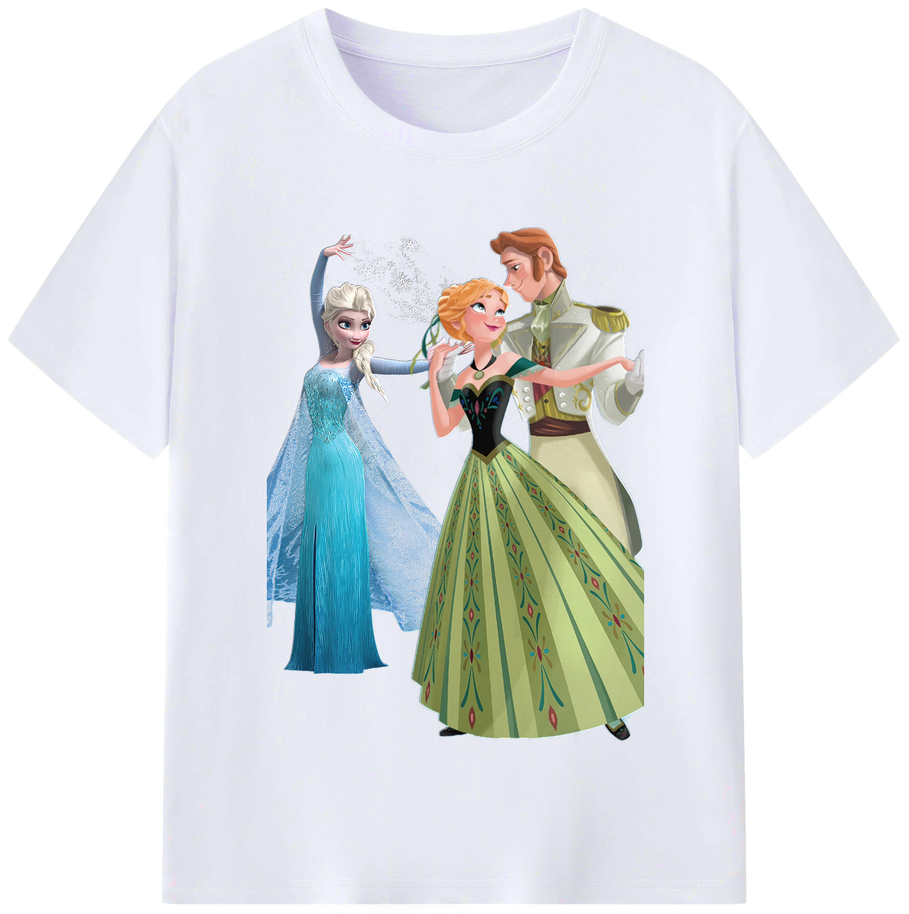 （画像用） アナと雪の女王 アンナ エルサ Frozen Anna Elsa レディースカジュアルプリントTシャツ（綿100％）