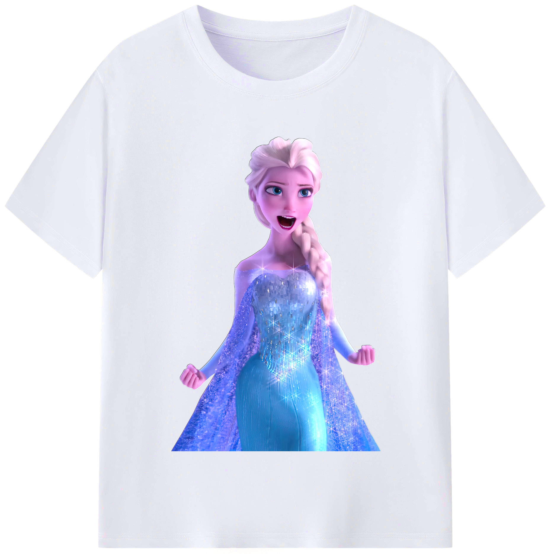 （画像用） アナと雪の女王 アンナ エルサ Frozen Anna Elsa レディースカジュアルプリントTシャツ（綿100％）