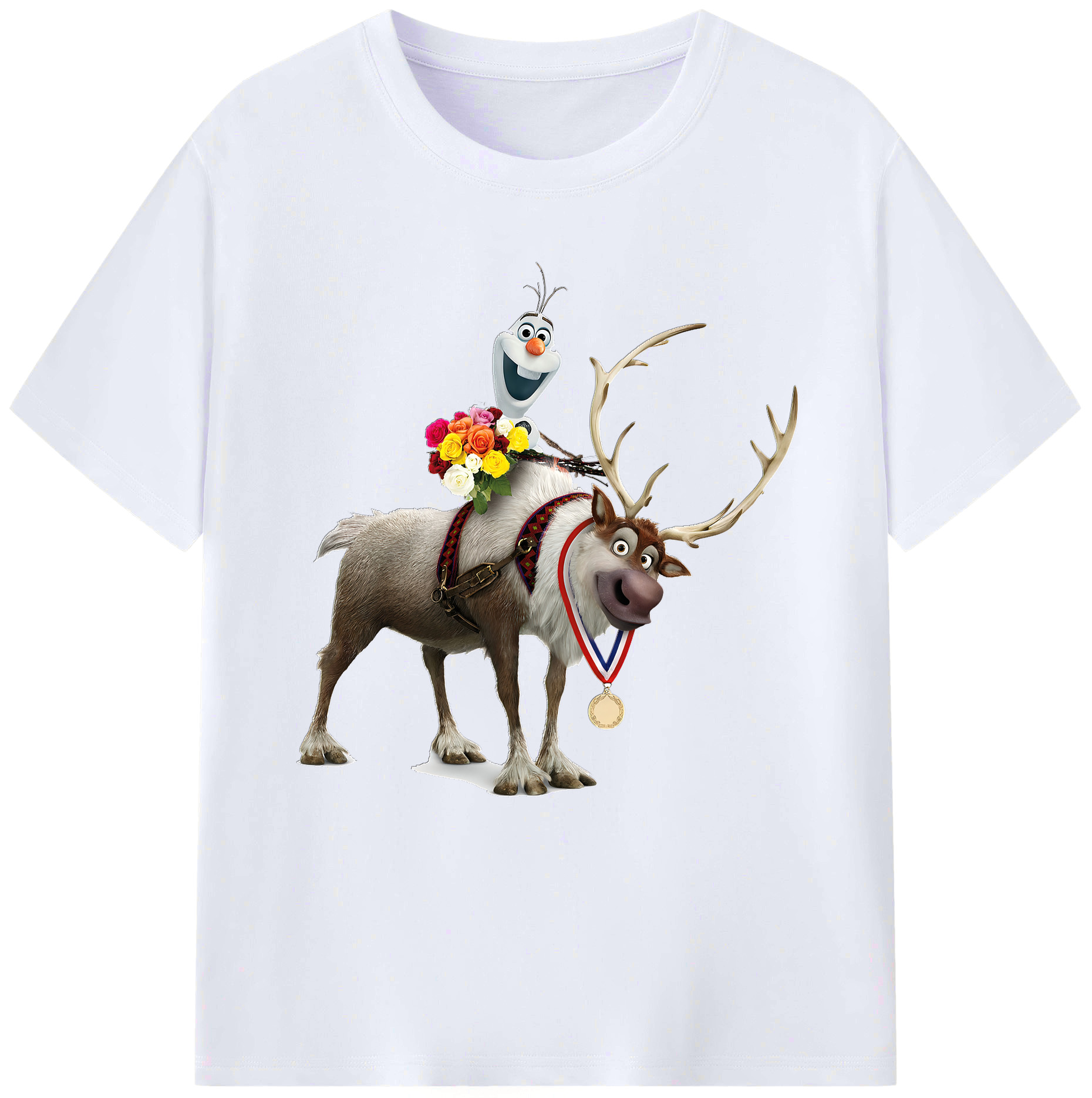 （画像用） アナと雪の女王 アンナ エルサ Frozen Anna Elsa レディースカジュアルプリントTシャツ（綿100％）