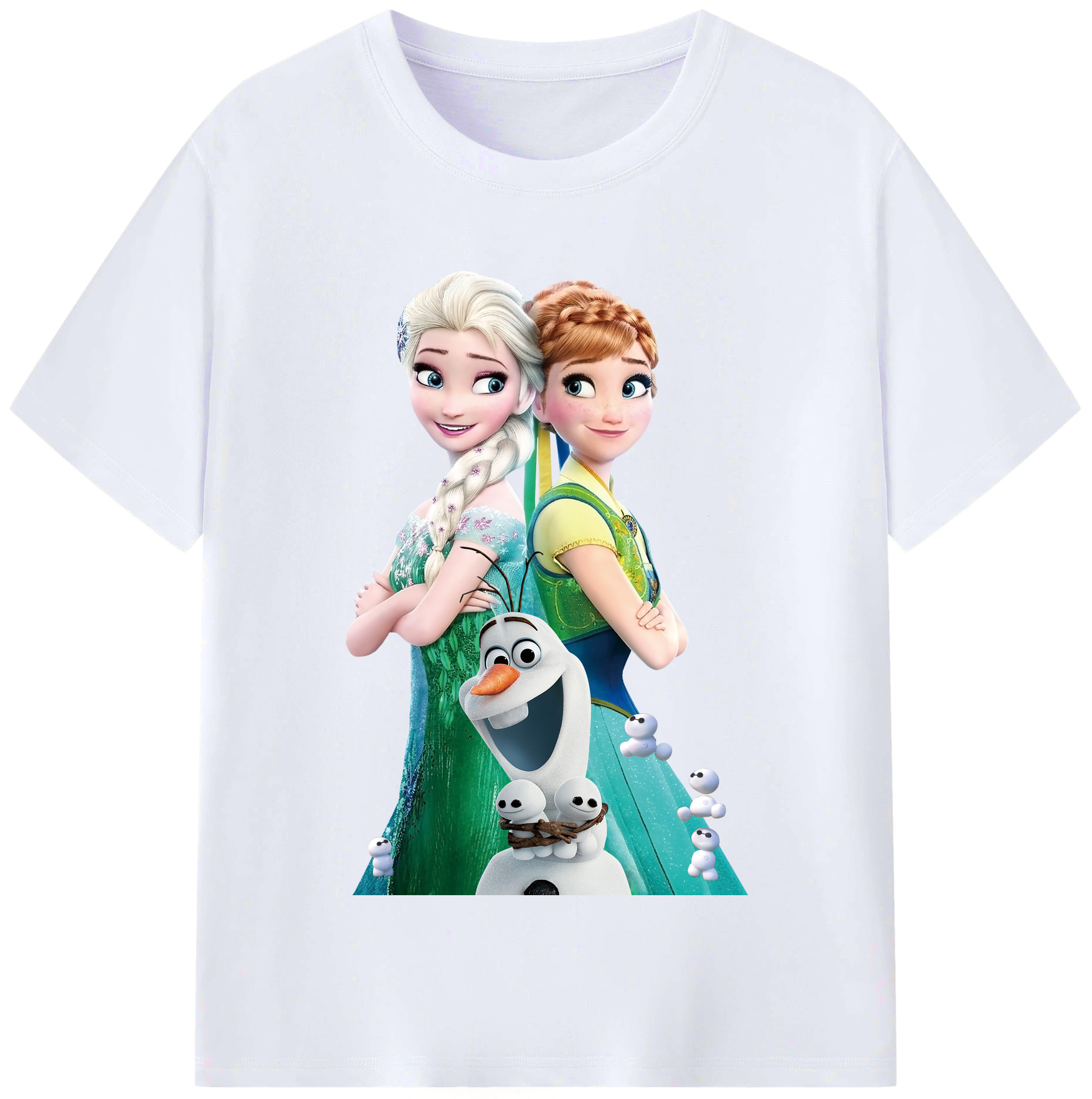 （画像用） アナと雪の女王 アンナ エルサ Frozen Anna Elsa レディースカジュアルプリントTシャツ（綿100％）