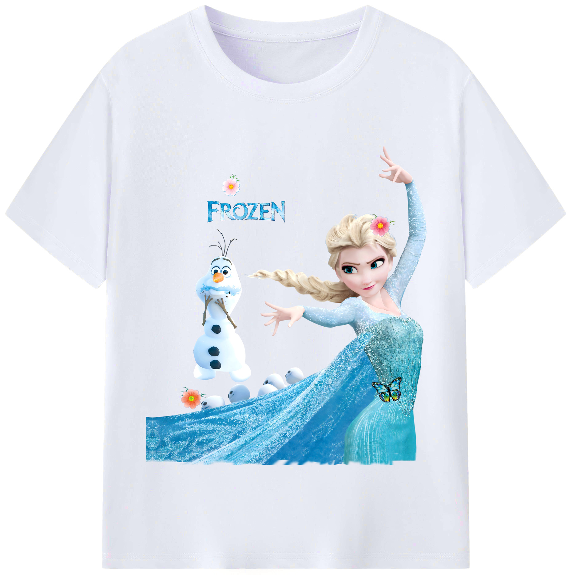 （画像用） アナと雪の女王 アンナ エルサ Frozen Anna Elsa レディースカジュアルプリントTシャツ（綿100％）