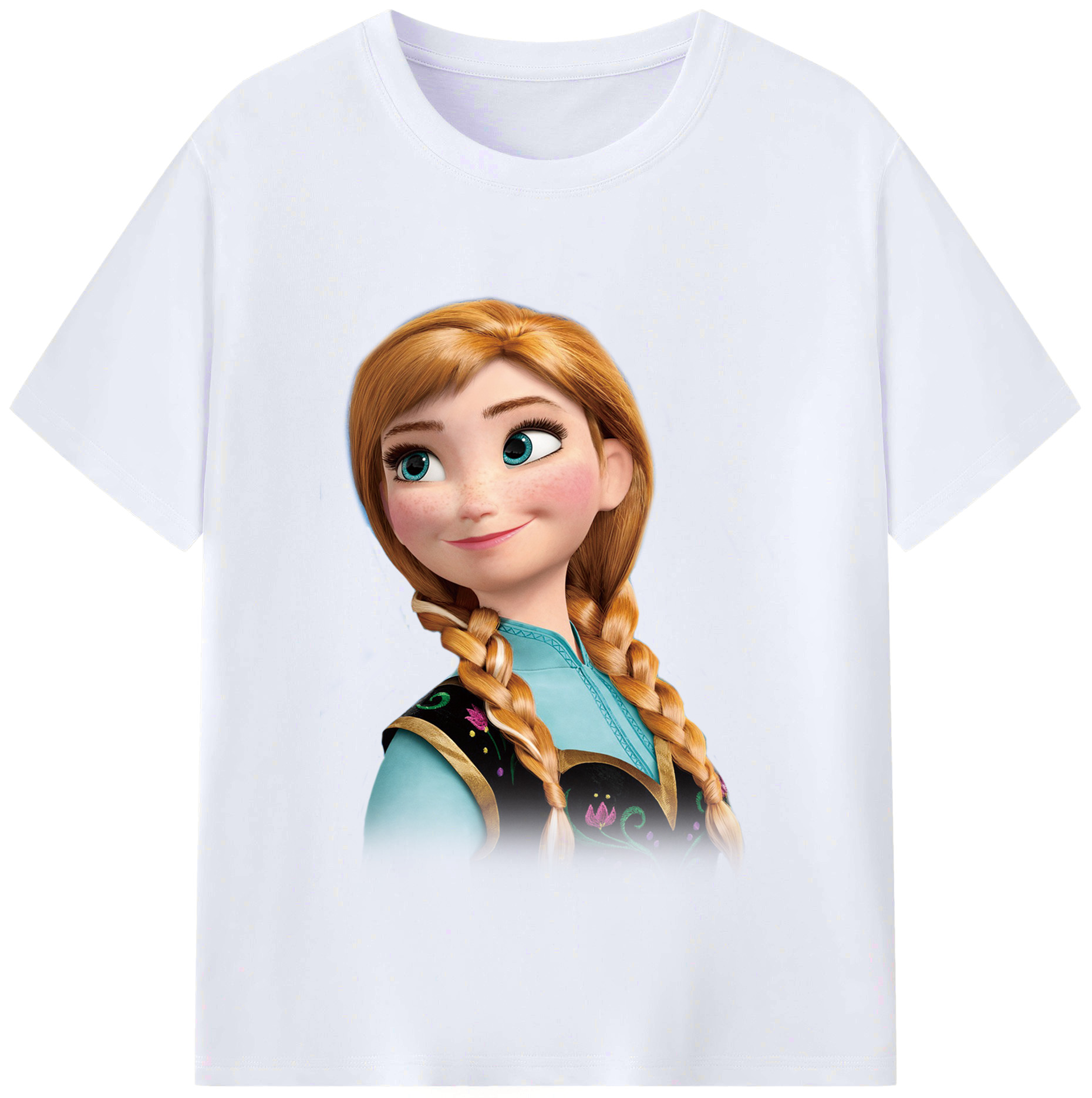 （画像用） アナと雪の女王 アンナ エルサ Frozen Anna Elsa レディースカジュアルプリントTシャツ（綿100％）