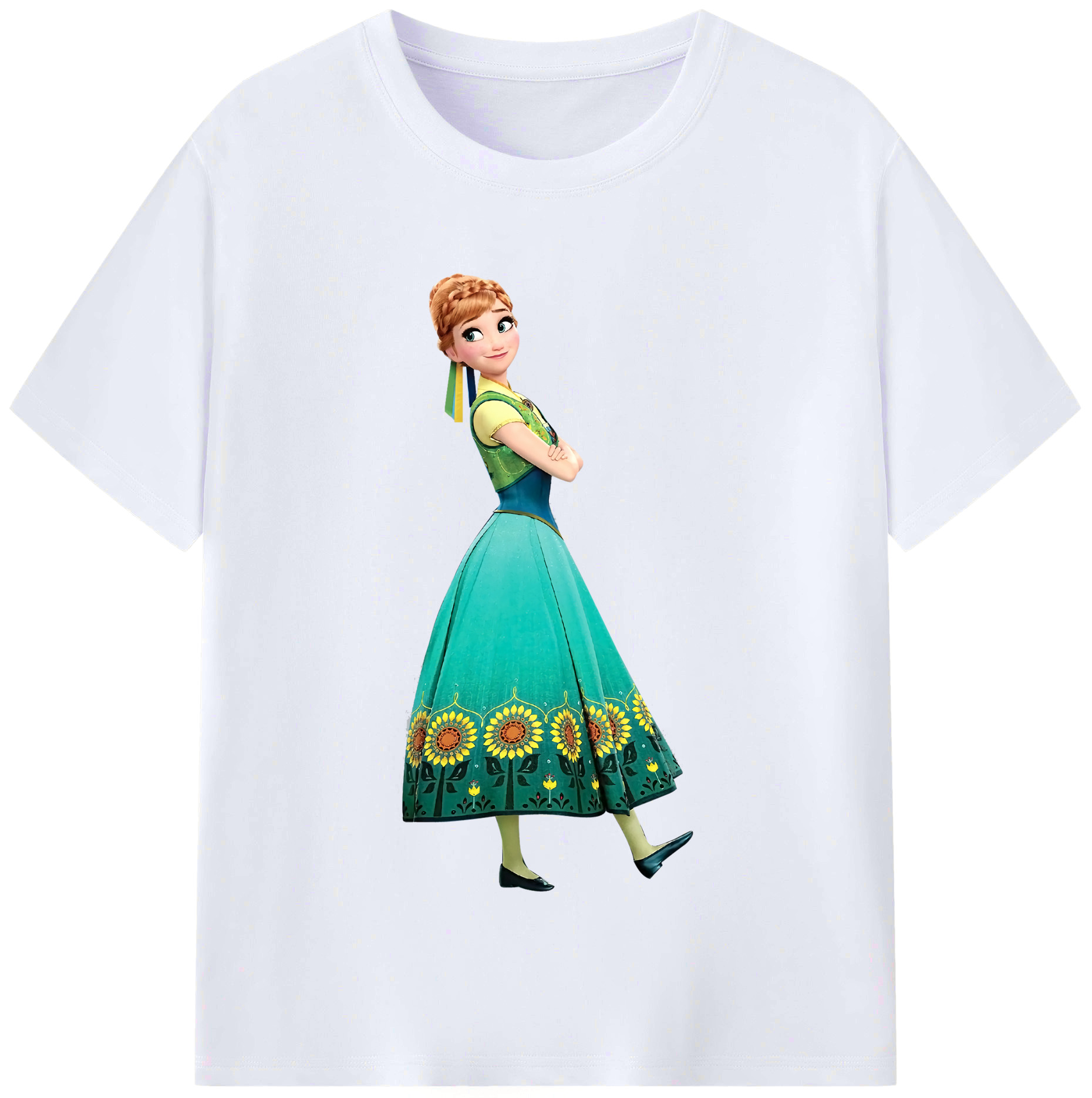 （画像用） アナと雪の女王 アンナ エルサ Frozen Anna Elsa レディースカジュアルプリントTシャツ（綿100％）