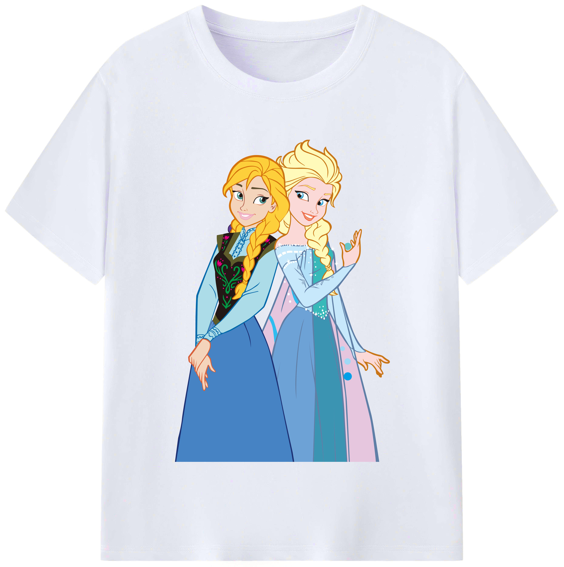 （画像用） アナと雪の女王 アンナ エルサ Frozen Anna Elsa レディースカジュアルプリントTシャツ（綿100％）