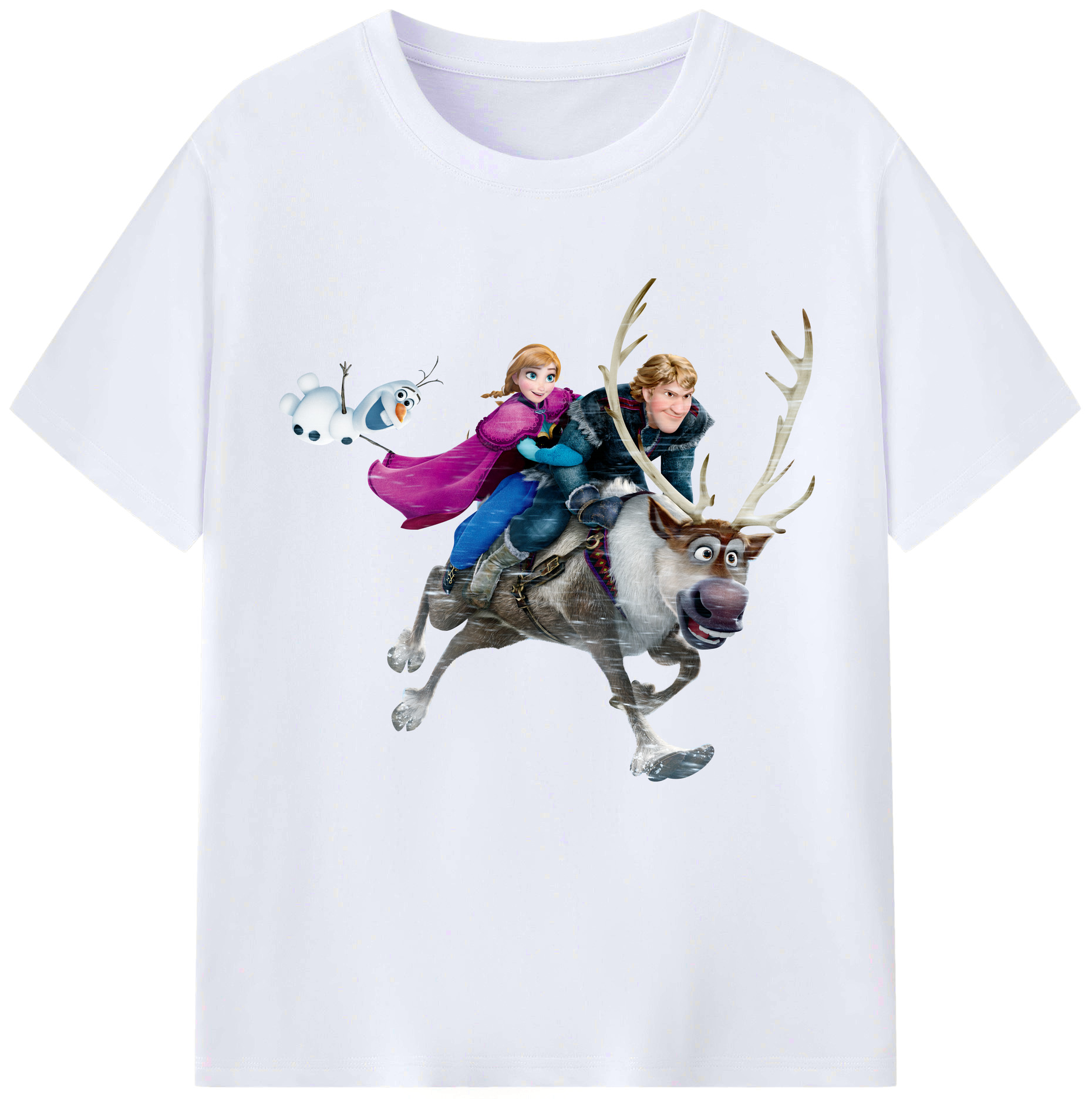 （画像用） アナと雪の女王 アンナ エルサ Frozen Anna Elsa レディースカジュアルプリントTシャツ（綿100％）