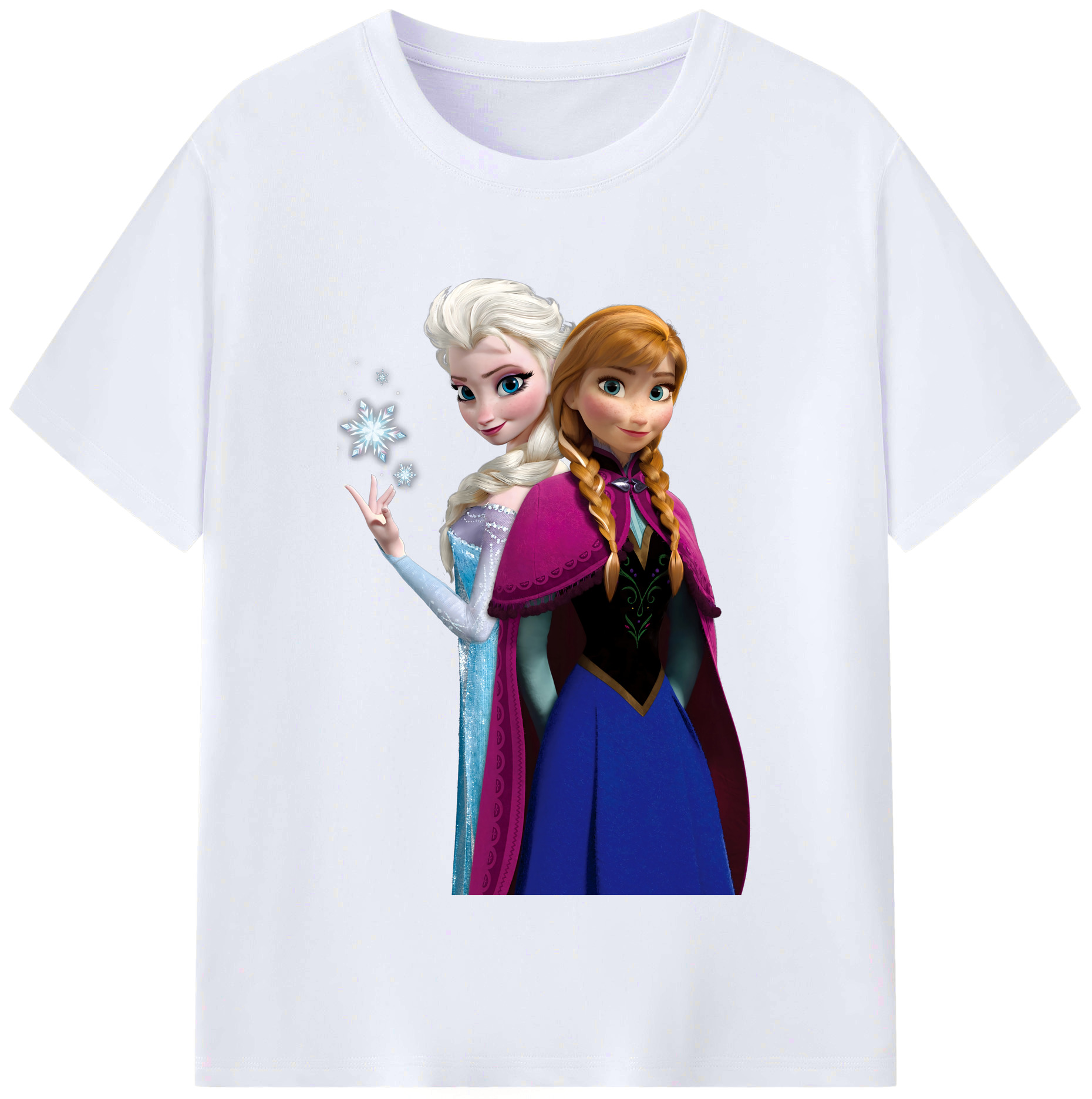 （画像用） アナと雪の女王 アンナ エルサ Frozen Anna Elsa レディースカジュアルプリントTシャツ（綿100％）
