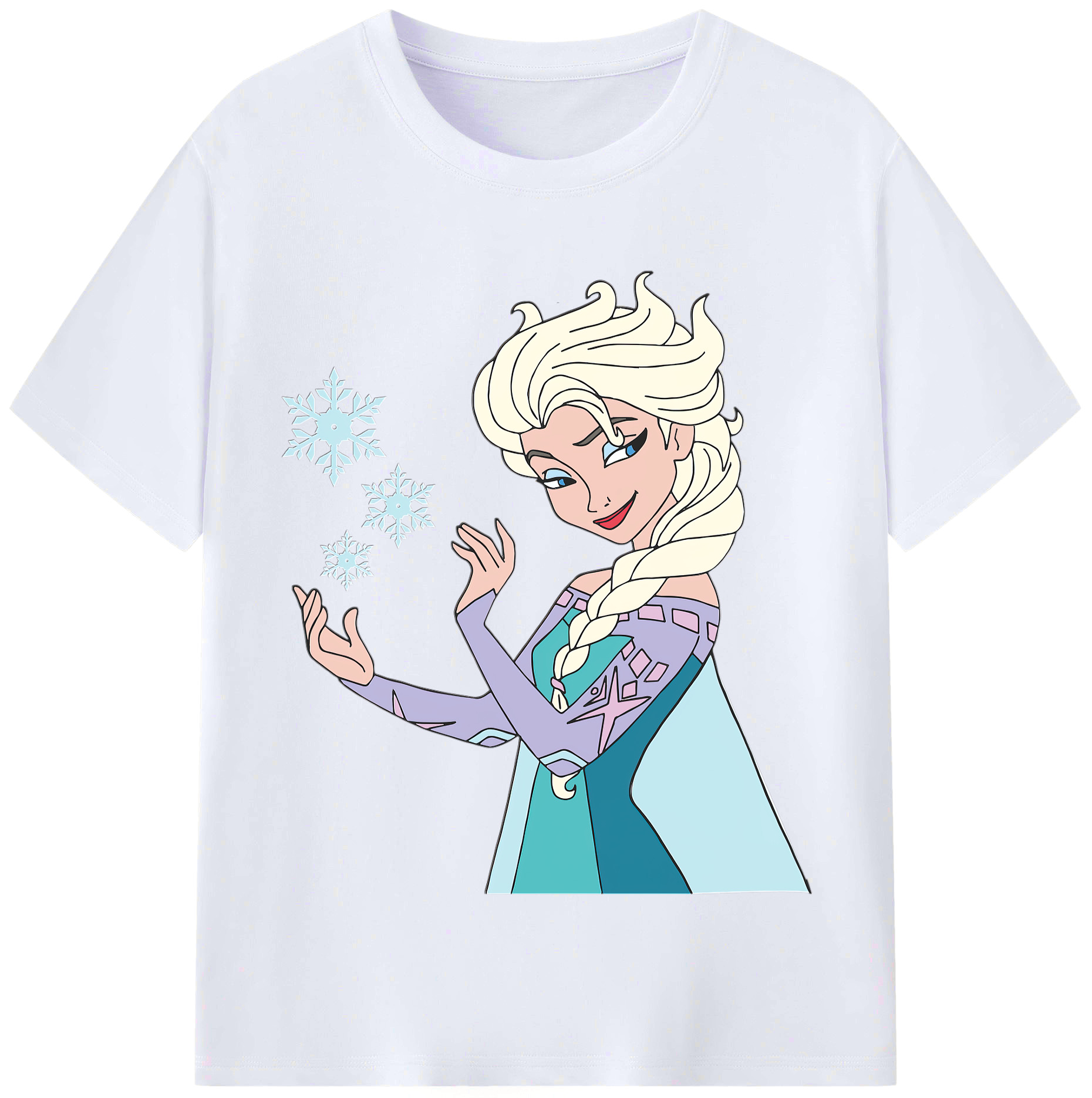 （画像用） アナと雪の女王 アンナ エルサ Frozen Anna Elsa レディースカジュアルプリントTシャツ（綿100％）
