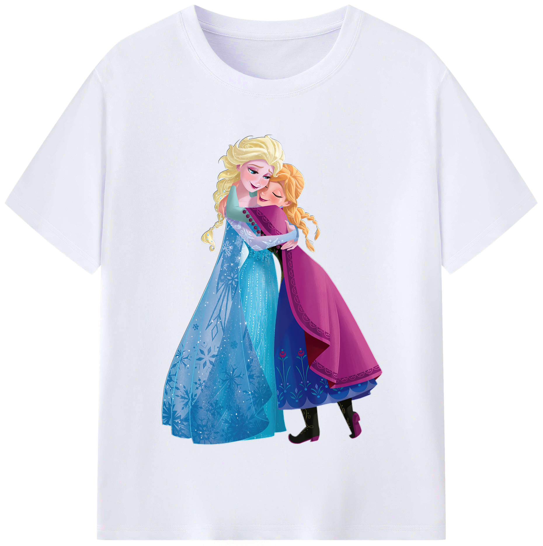 （画像用） アナと雪の女王 アンナ エルサ Frozen Anna Elsa レディースカジュアルプリントTシャツ（綿100％）