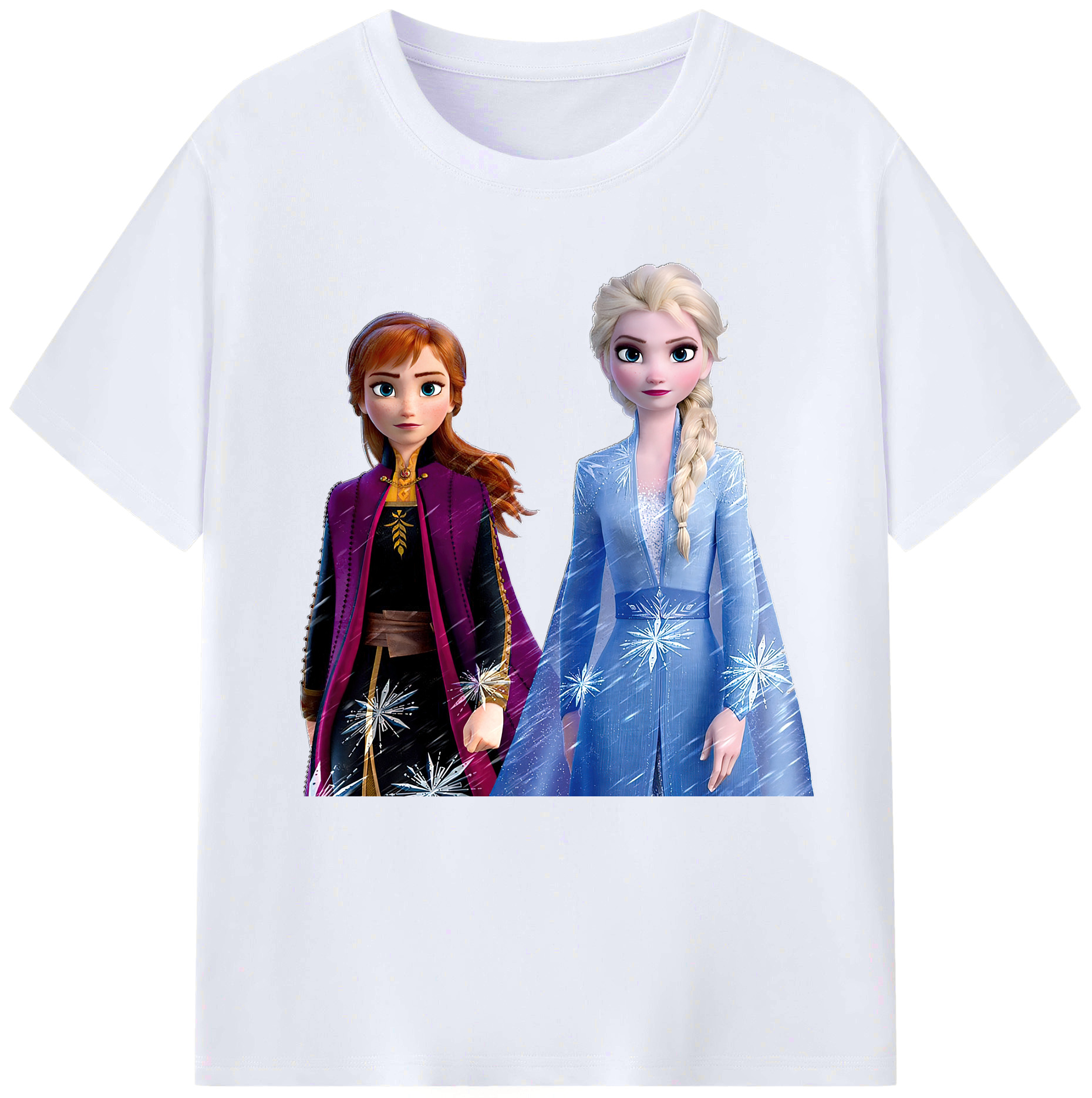 （画像用） アナと雪の女王 アンナ エルサ Frozen Anna Elsa レディースカジュアルプリントTシャツ（綿100％）