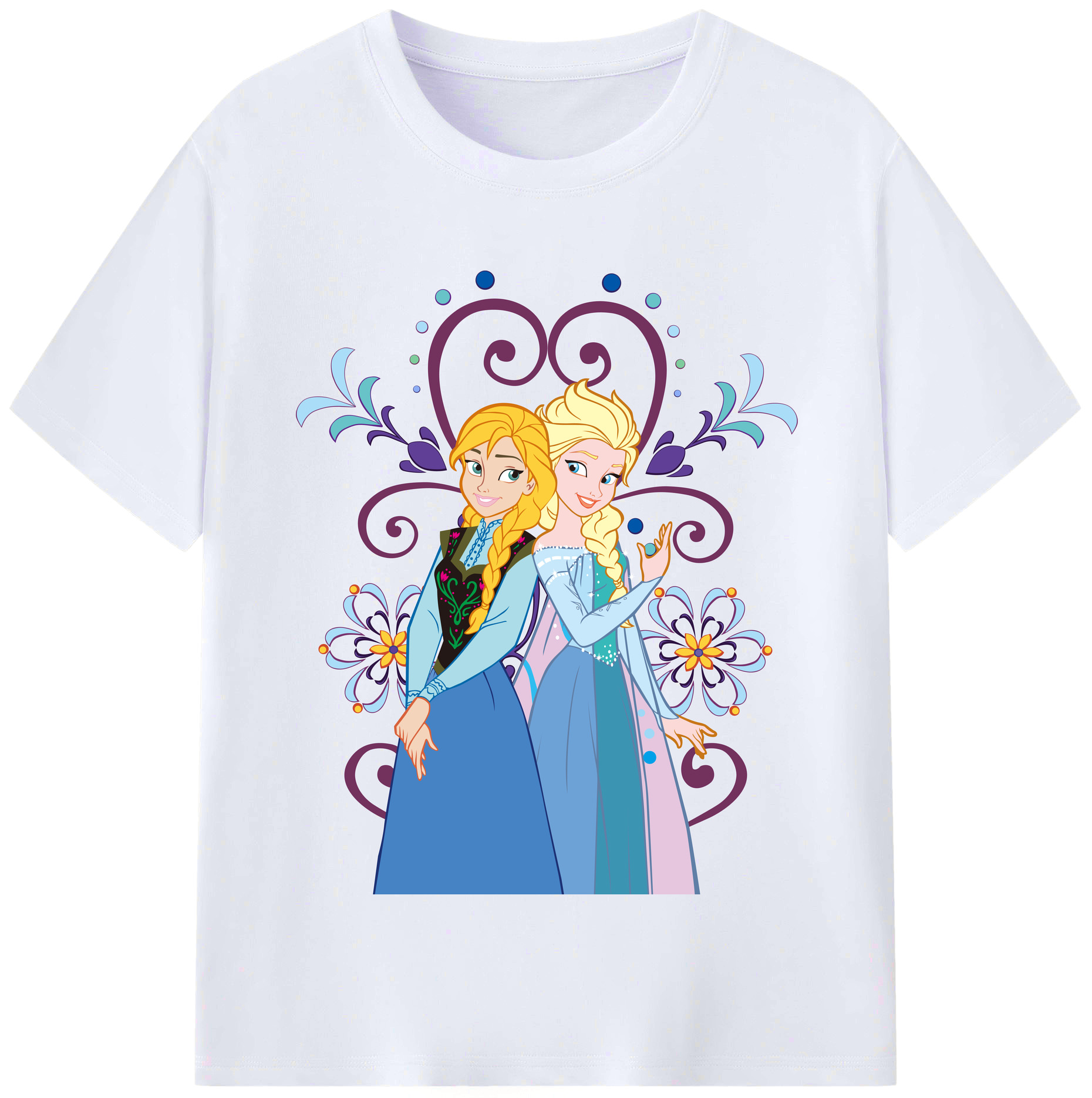 （画像用） アナと雪の女王 アンナ エルサ Frozen Anna Elsa レディースカジュアルプリントTシャツ（綿100％）