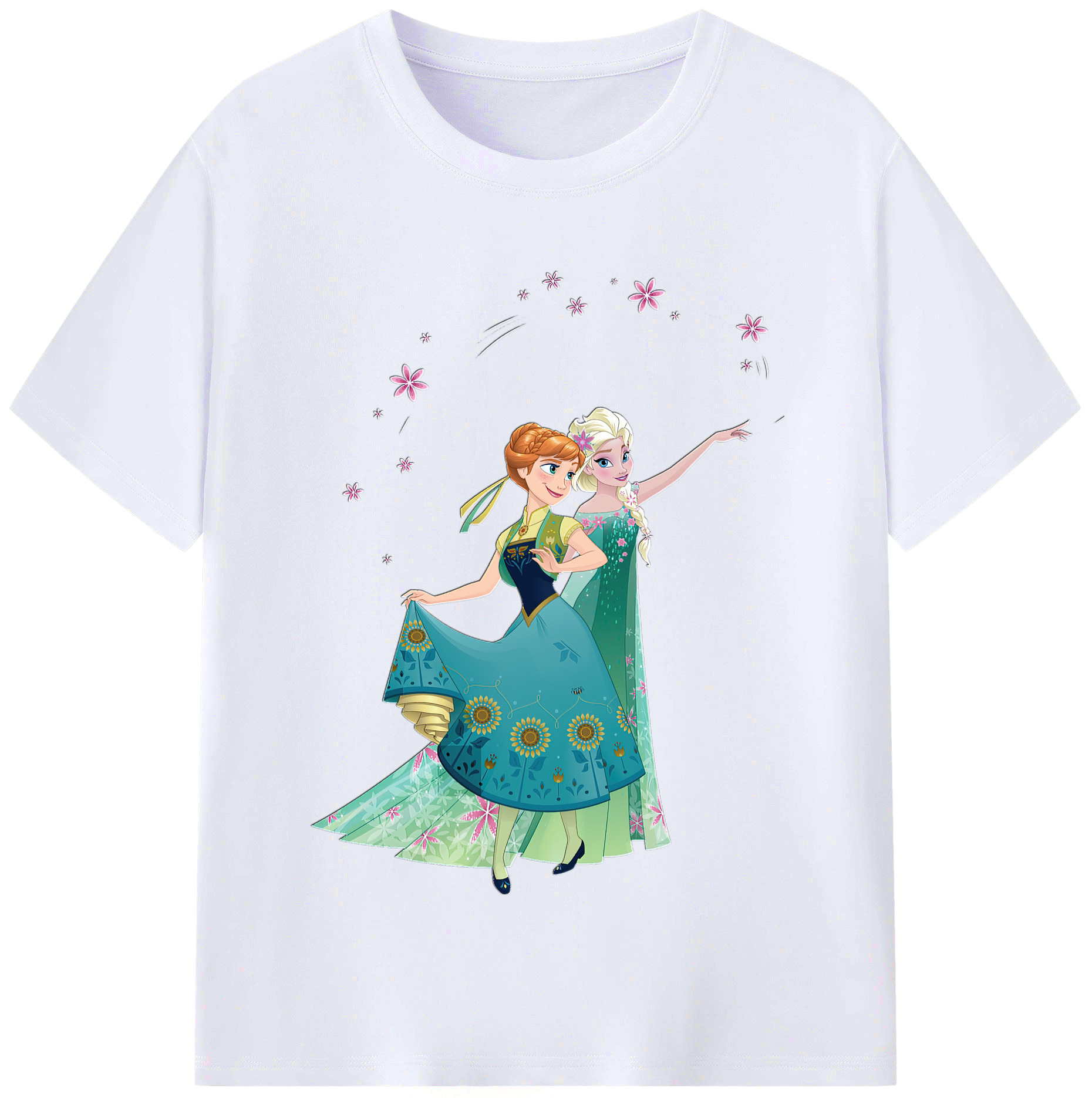 （画像用） アナと雪の女王 アンナ エルサ Frozen Anna Elsa レディースカジュアルプリントTシャツ（綿100％）