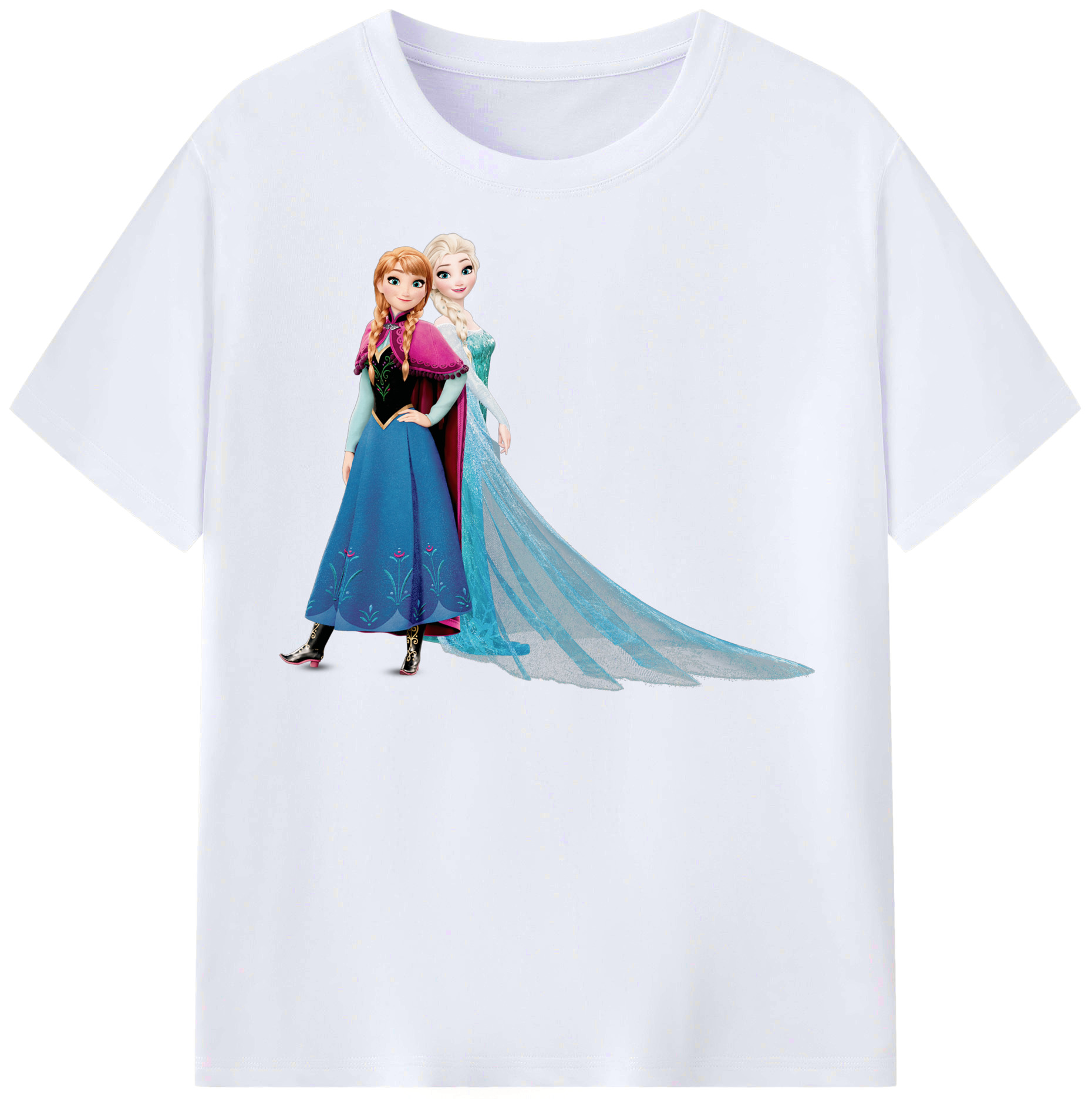 （画像用） アナと雪の女王 アンナ エルサ Frozen Anna Elsa レディースカジュアルプリントTシャツ（綿100％）