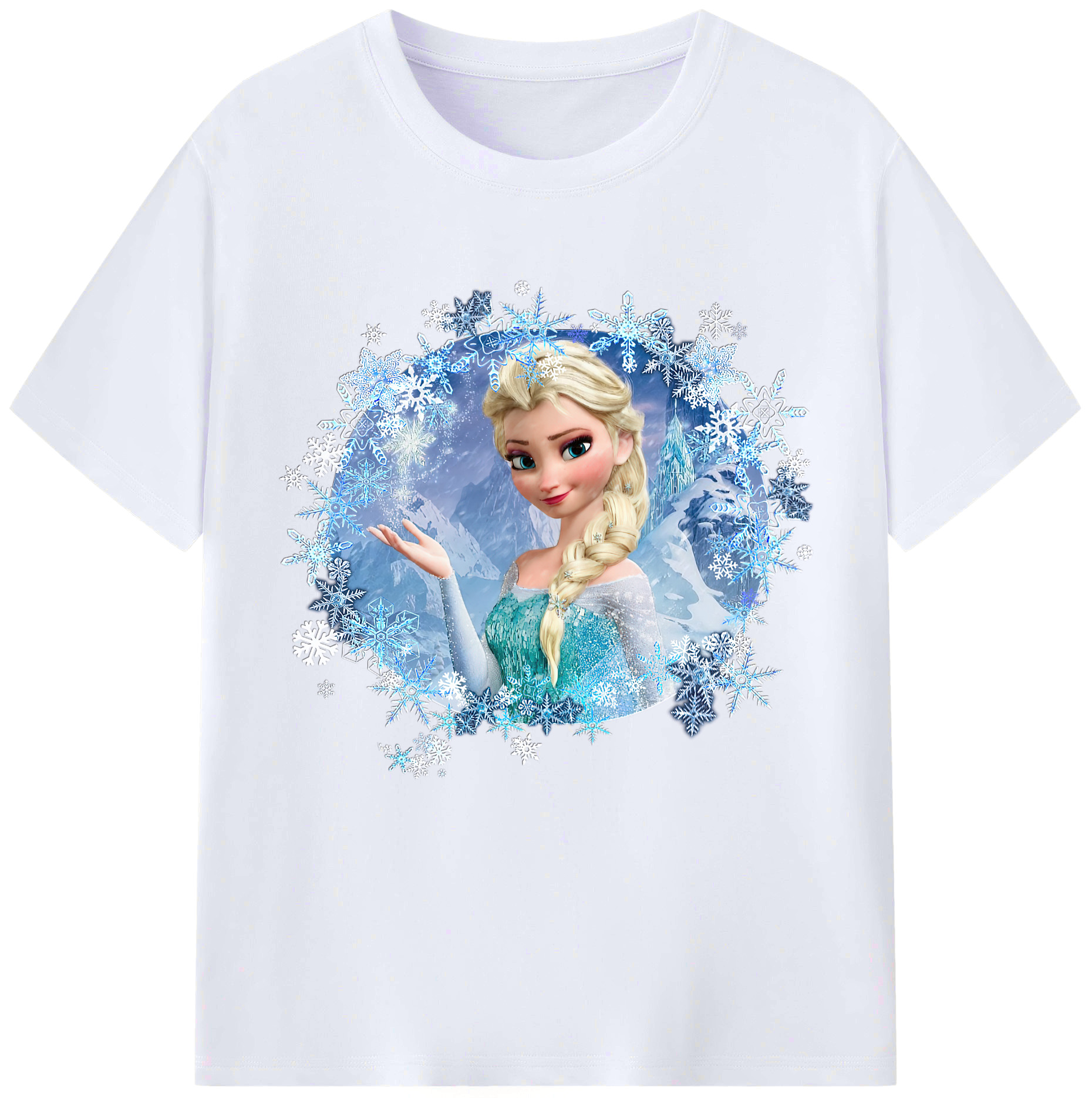 （画像用） アナと雪の女王 アンナ エルサ Frozen Anna Elsa レディースカジュアルプリントTシャツ（綿100％）