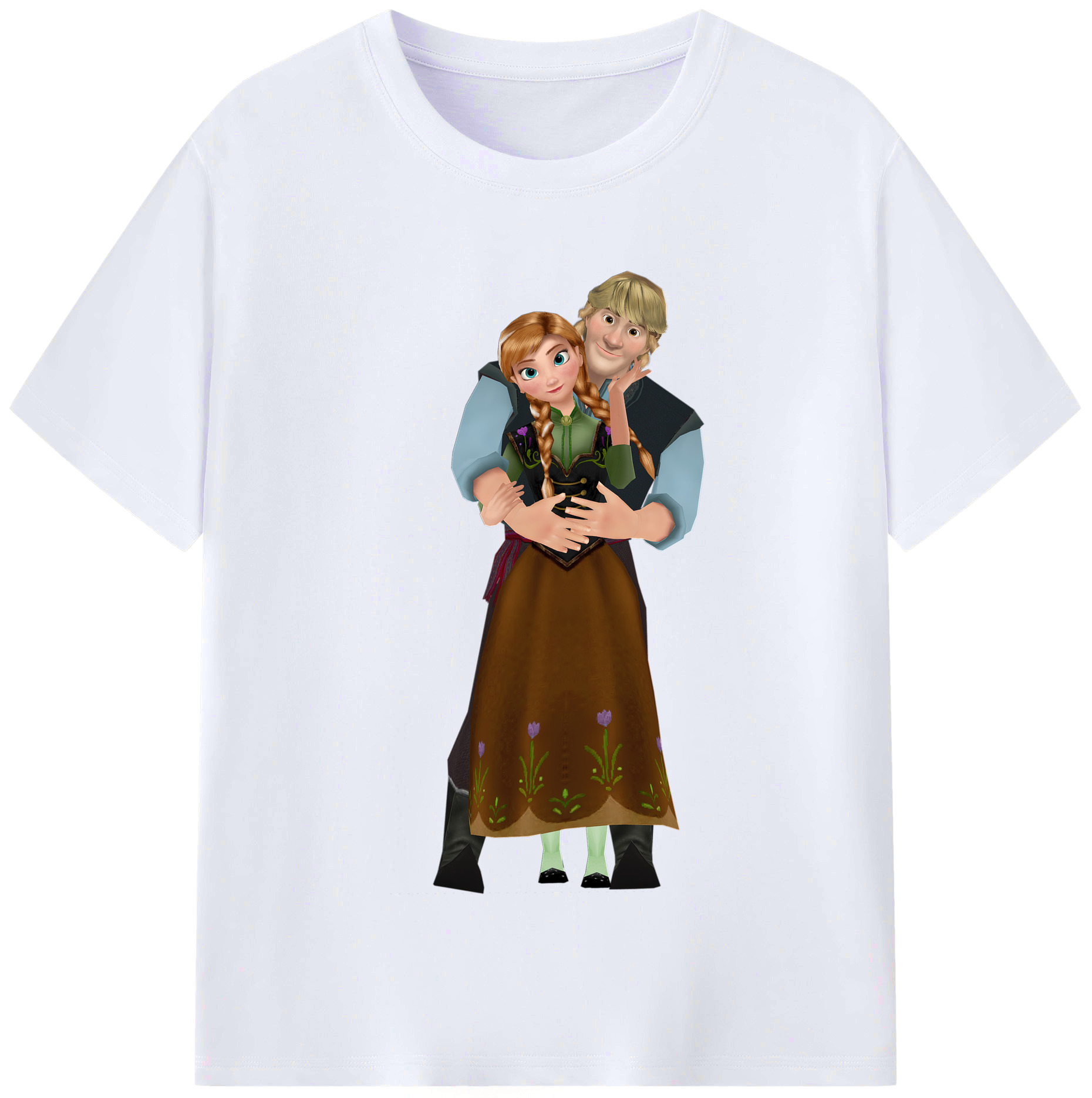 （画像用） アナと雪の女王 アンナ エルサ Frozen Anna Elsa レディースカジュアルプリントTシャツ（綿100％）