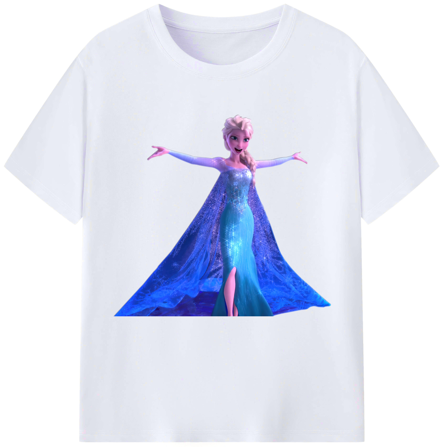 （画像用） アナと雪の女王 アンナ エルサ Frozen Anna Elsa レディースカジュアルプリントTシャツ（綿100％）