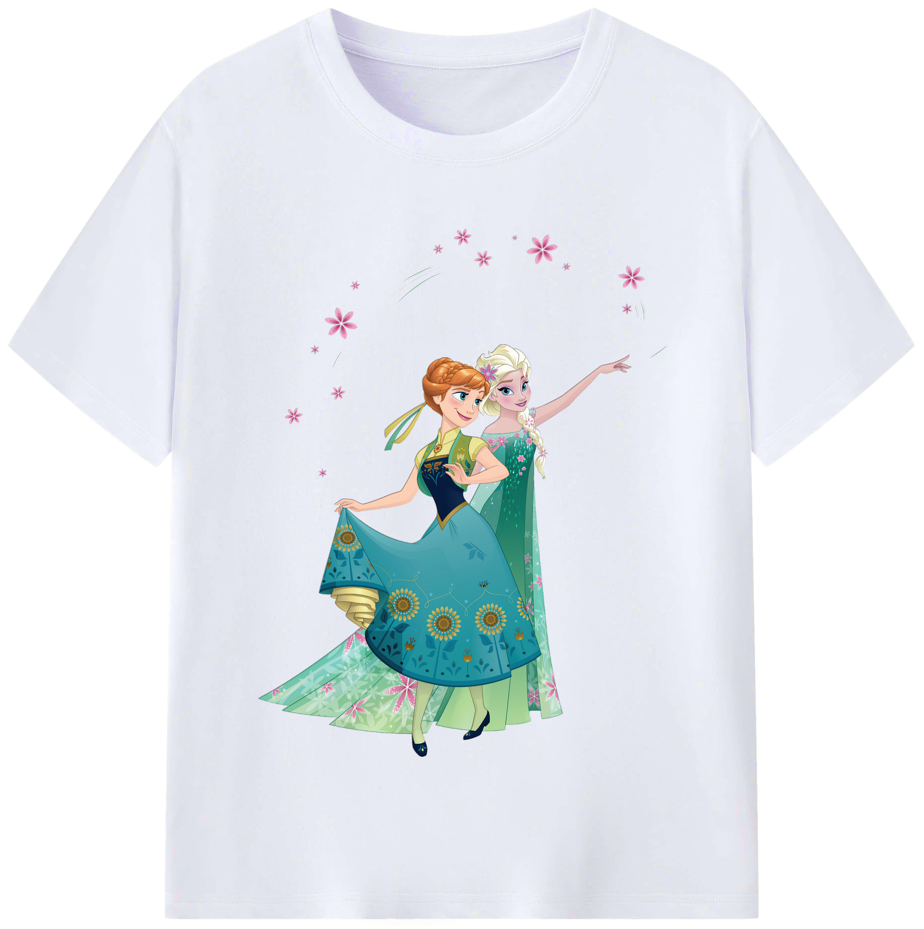 （画像用） アナと雪の女王 アンナ エルサ Frozen Anna Elsa レディースカジュアルプリントTシャツ（綿100％）