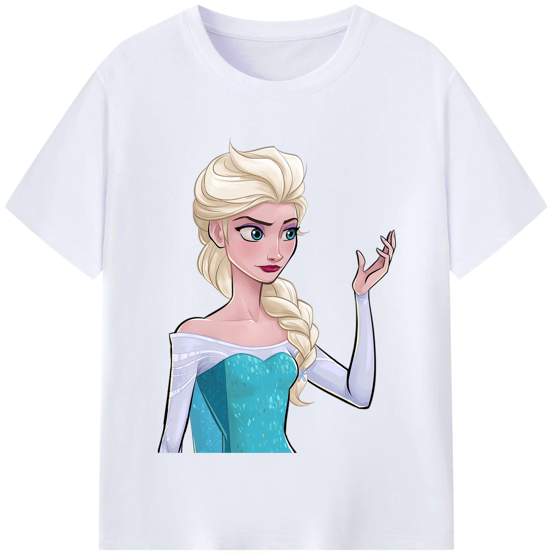 （画像用） アナと雪の女王 アンナ エルサ Frozen Anna Elsa レディースカジュアルプリントTシャツ（綿100％）