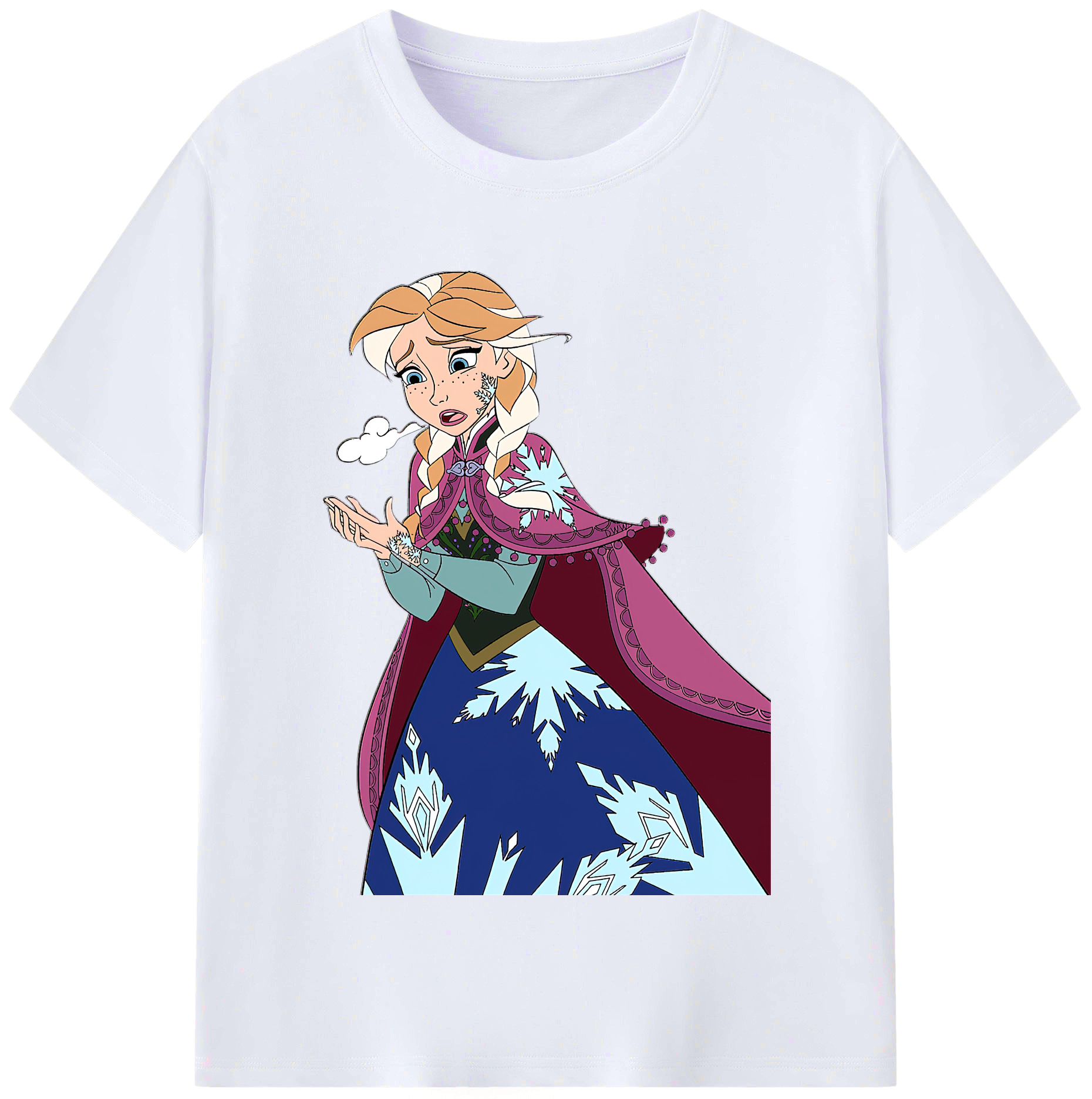 （画像用） アナと雪の女王 アンナ エルサ Frozen Anna Elsa レディースカジュアルプリントTシャツ（綿100％）