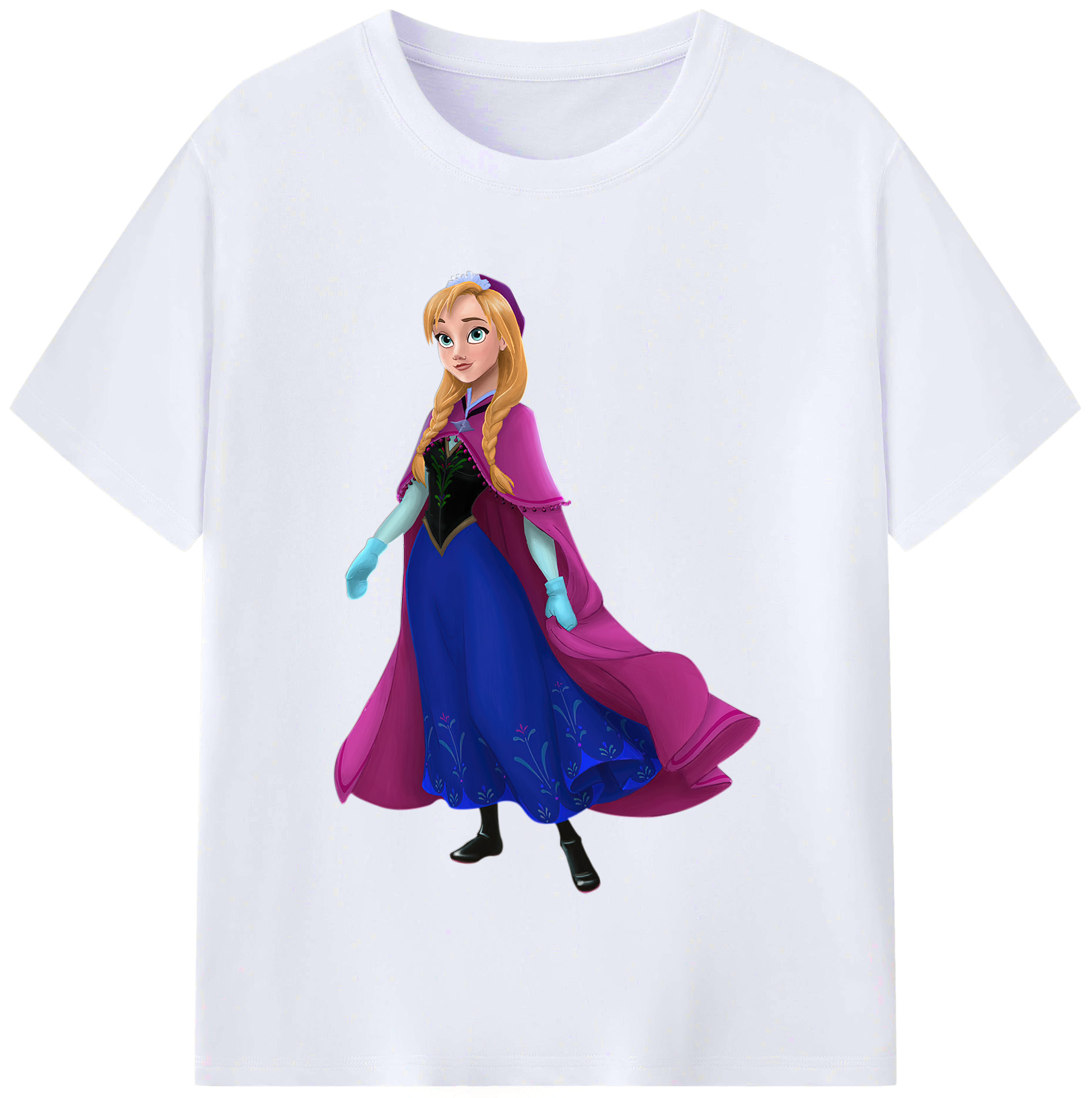 （画像用） アナと雪の女王 アンナ エルサ Frozen Anna Elsa レディースカジュアルプリントTシャツ（綿100％）