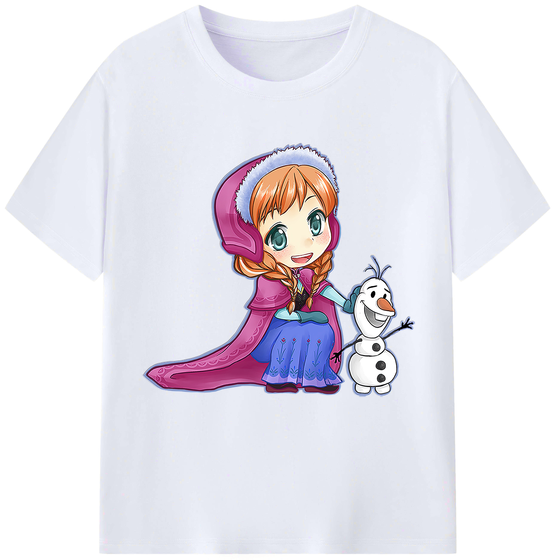 （画像用） アナと雪の女王 アンナ エルサ Frozen Anna Elsa レディースカジュアルプリントTシャツ（綿100％）