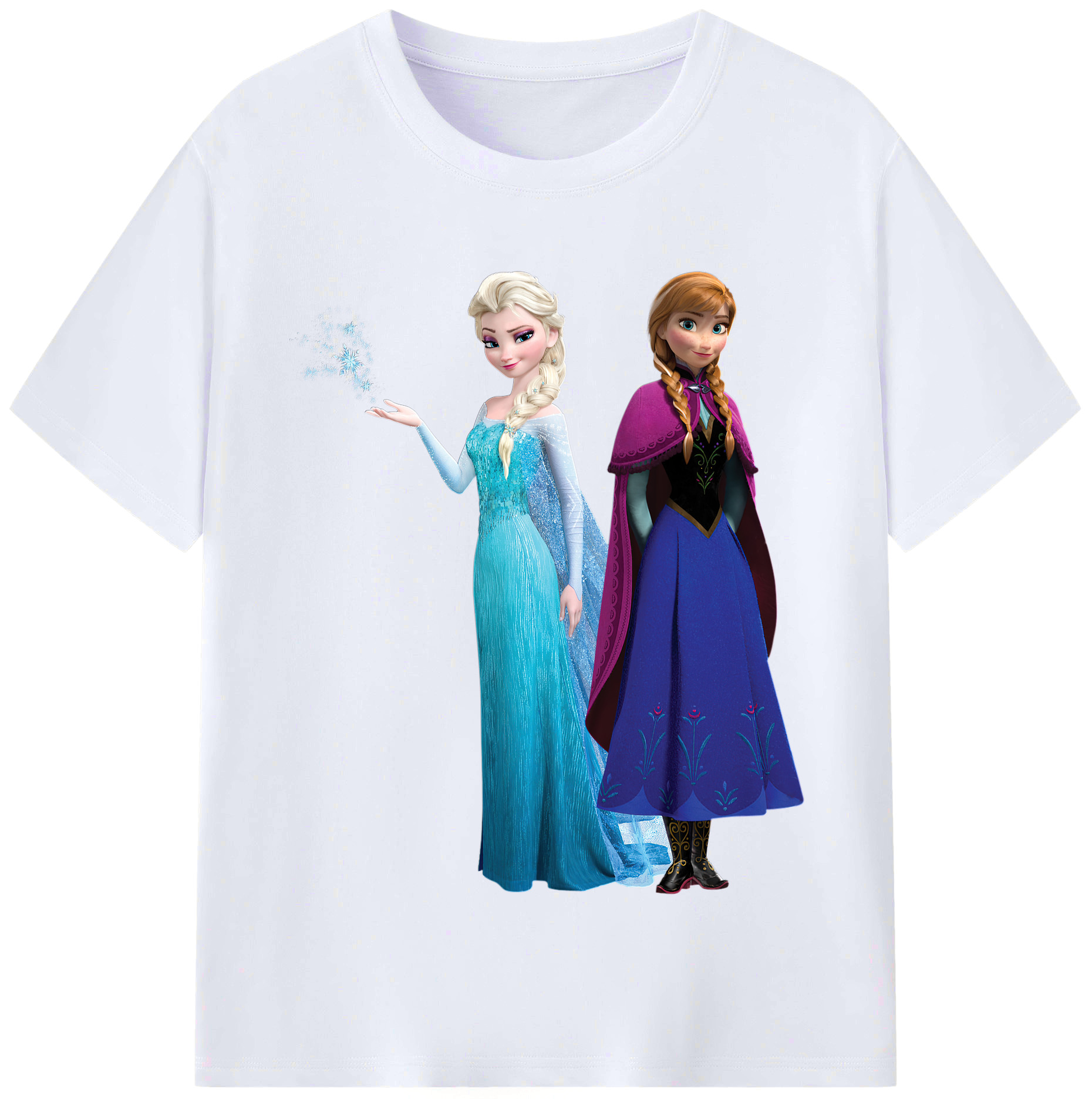 （画像用） アナと雪の女王 アンナ エルサ Frozen Anna Elsa レディースカジュアルプリントTシャツ（綿100％）