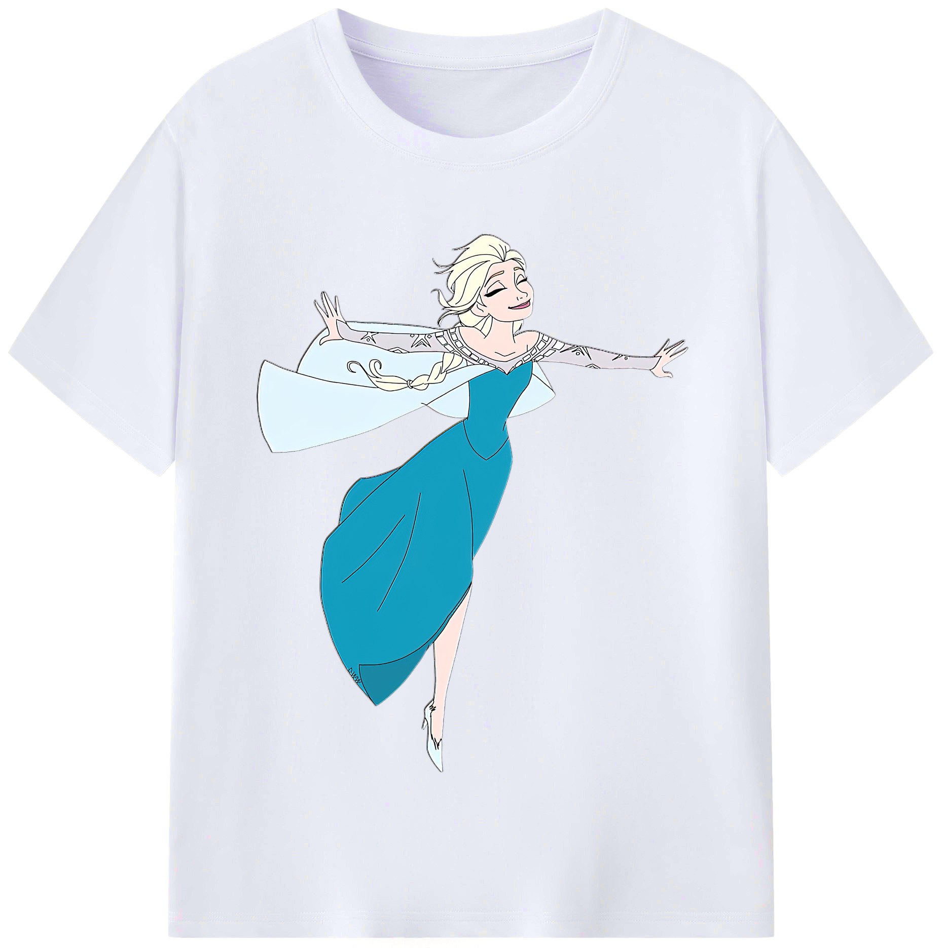 （画像用） アナと雪の女王 アンナ エルサ Frozen Anna Elsa レディースカジュアルプリントTシャツ（綿100％）