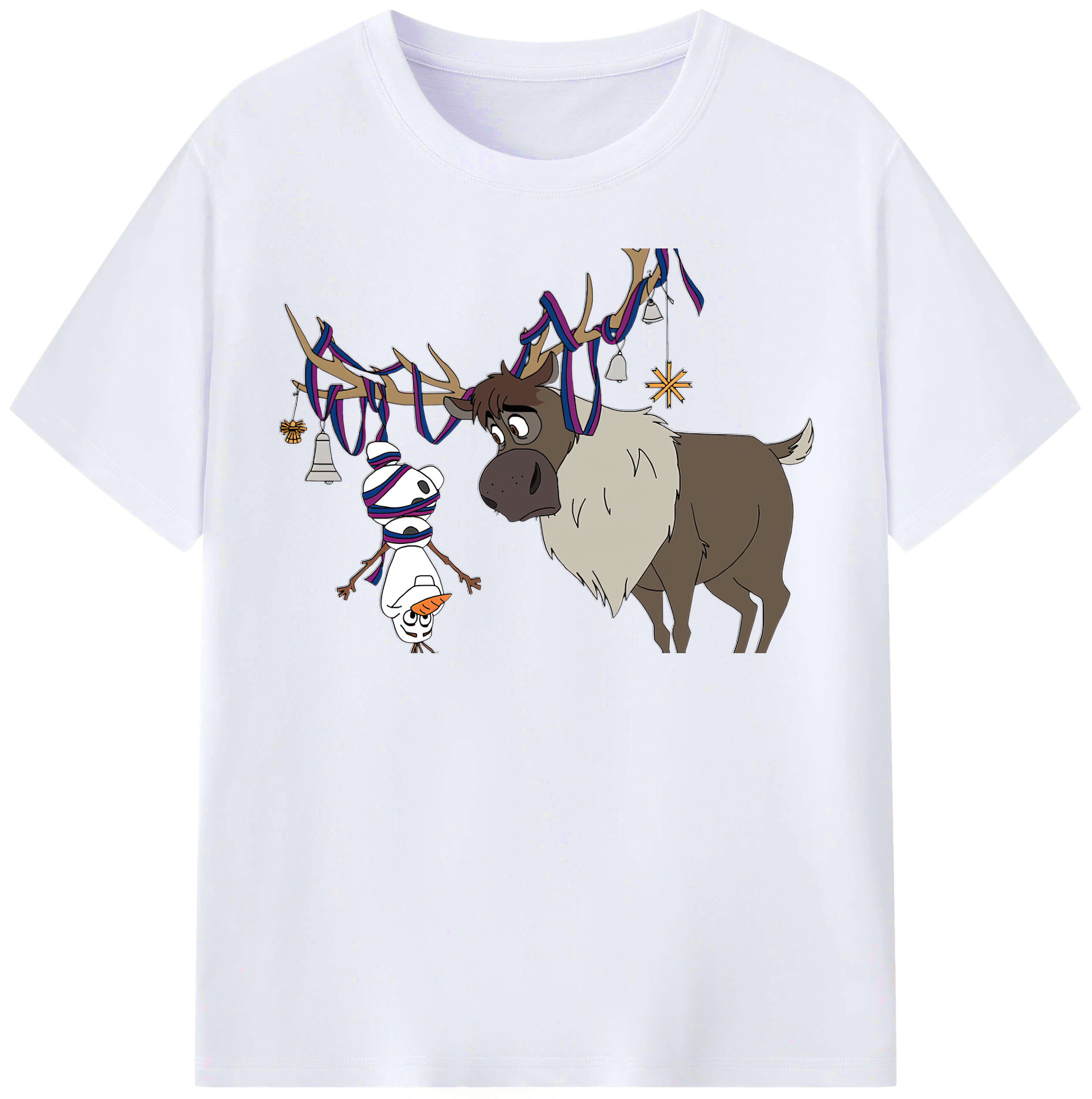 （画像用） アナと雪の女王 アンナ エルサ Frozen Anna Elsa レディースカジュアルプリントTシャツ（綿100％）