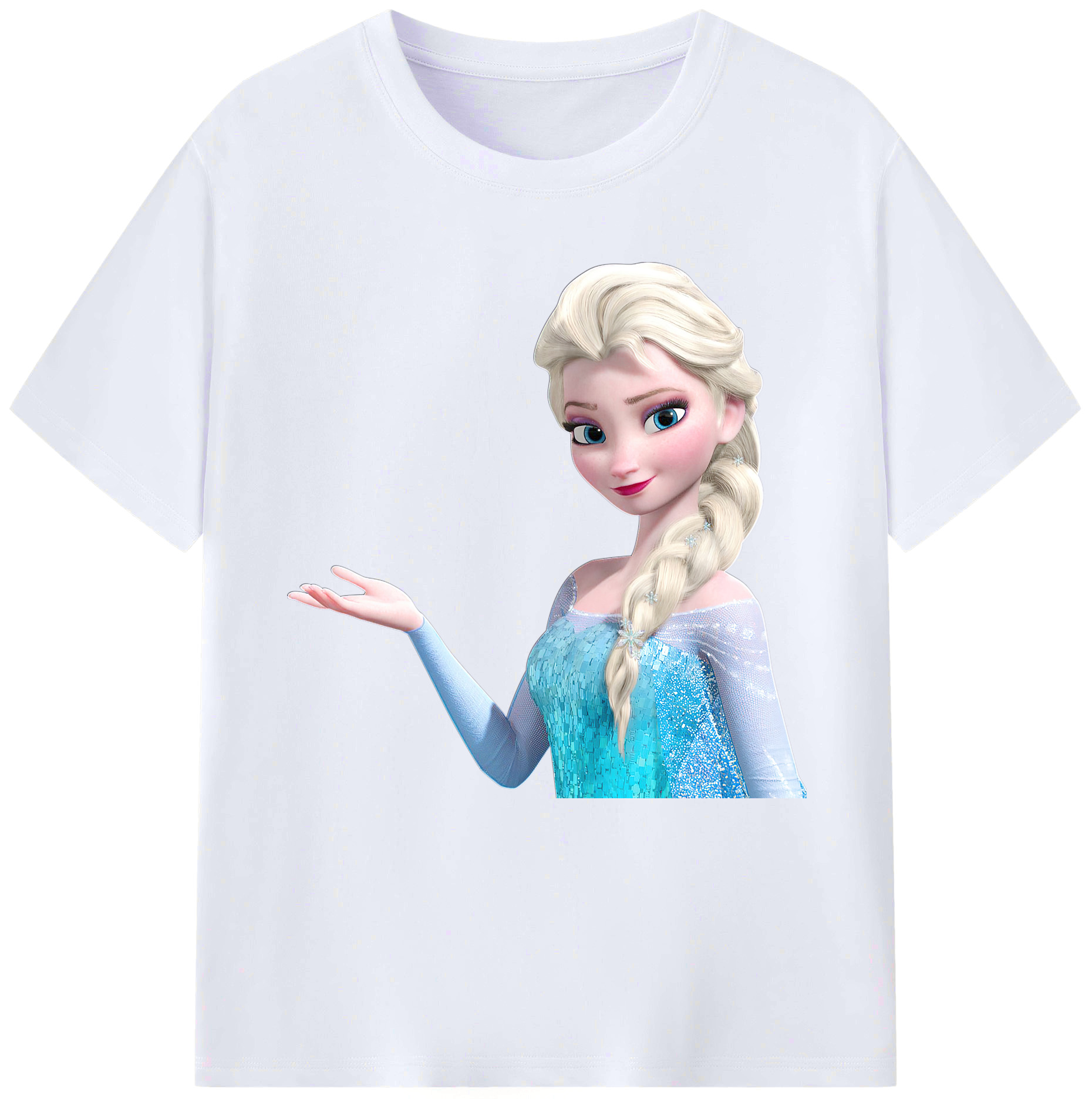 （画像用） アナと雪の女王 アンナ エルサ Frozen Anna Elsa レディースカジュアルプリントTシャツ（綿100％）