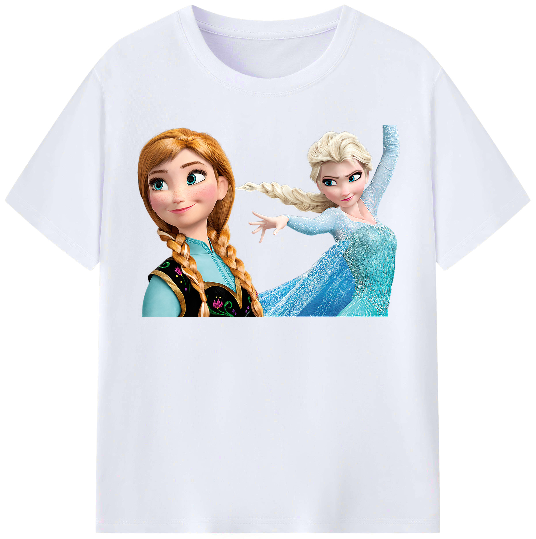 （画像用） アナと雪の女王 アンナ エルサ Frozen Anna Elsa レディースカジュアルプリントTシャツ（綿100％）