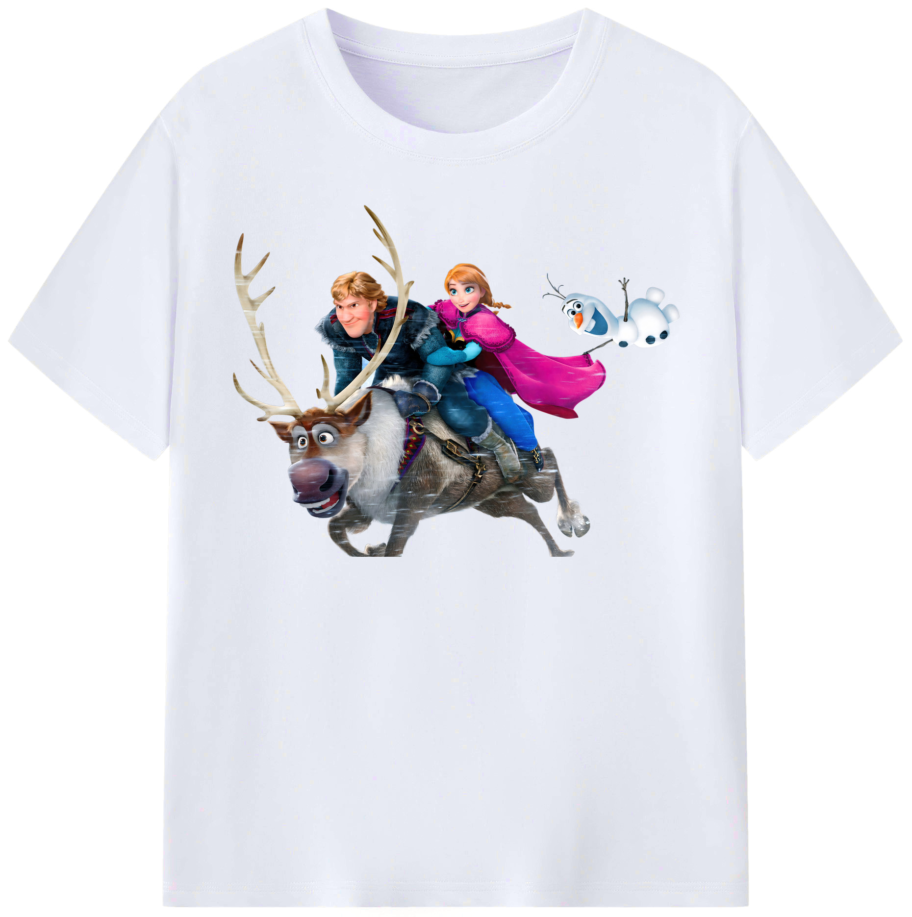 （画像用） アナと雪の女王 アンナ エルサ Frozen Anna Elsa レディースカジュアルプリントTシャツ（綿100％）
