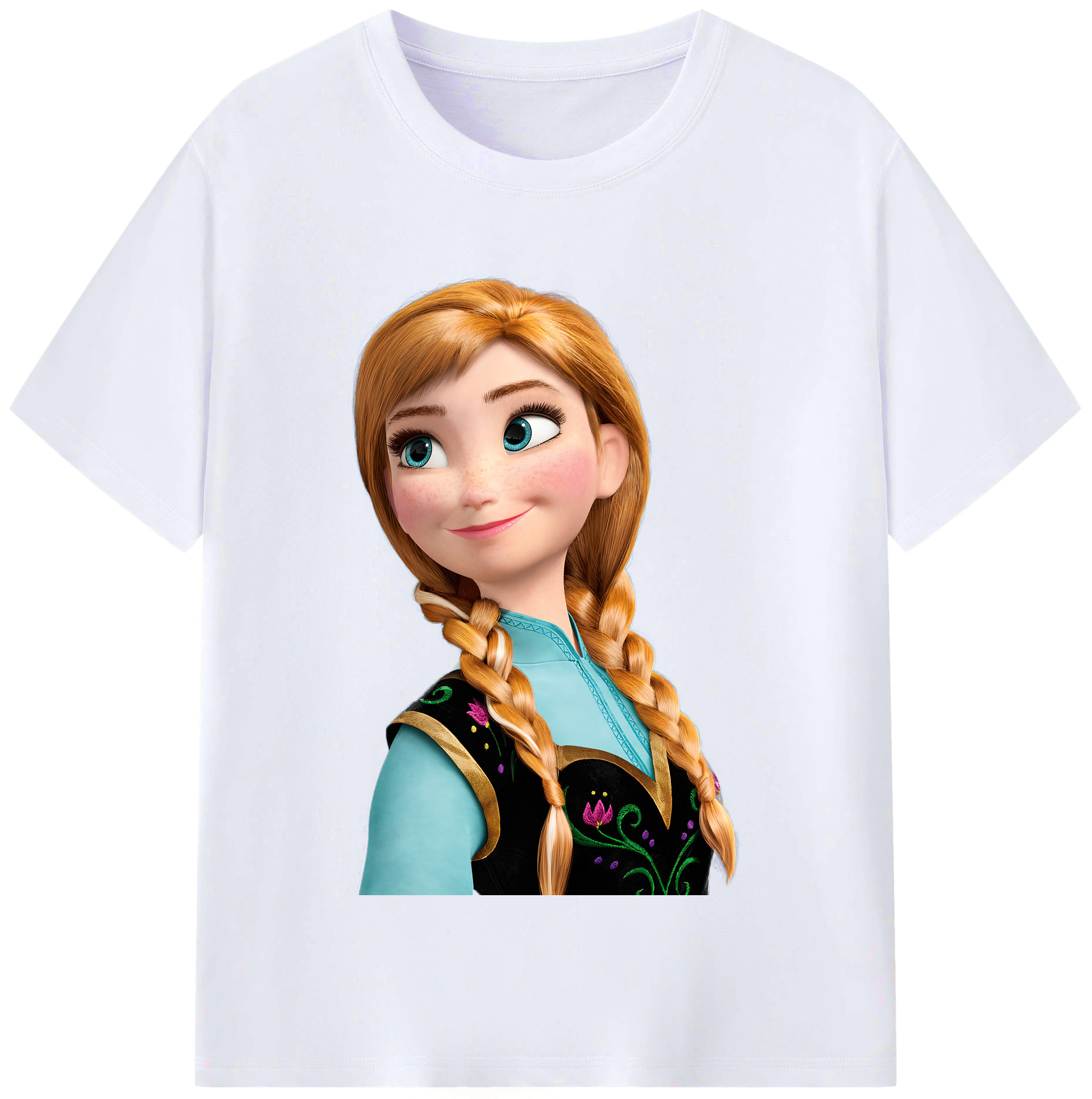 （画像用） アナと雪の女王 アンナ エルサ Frozen Anna Elsa レディースカジュアルプリントTシャツ（綿100％）