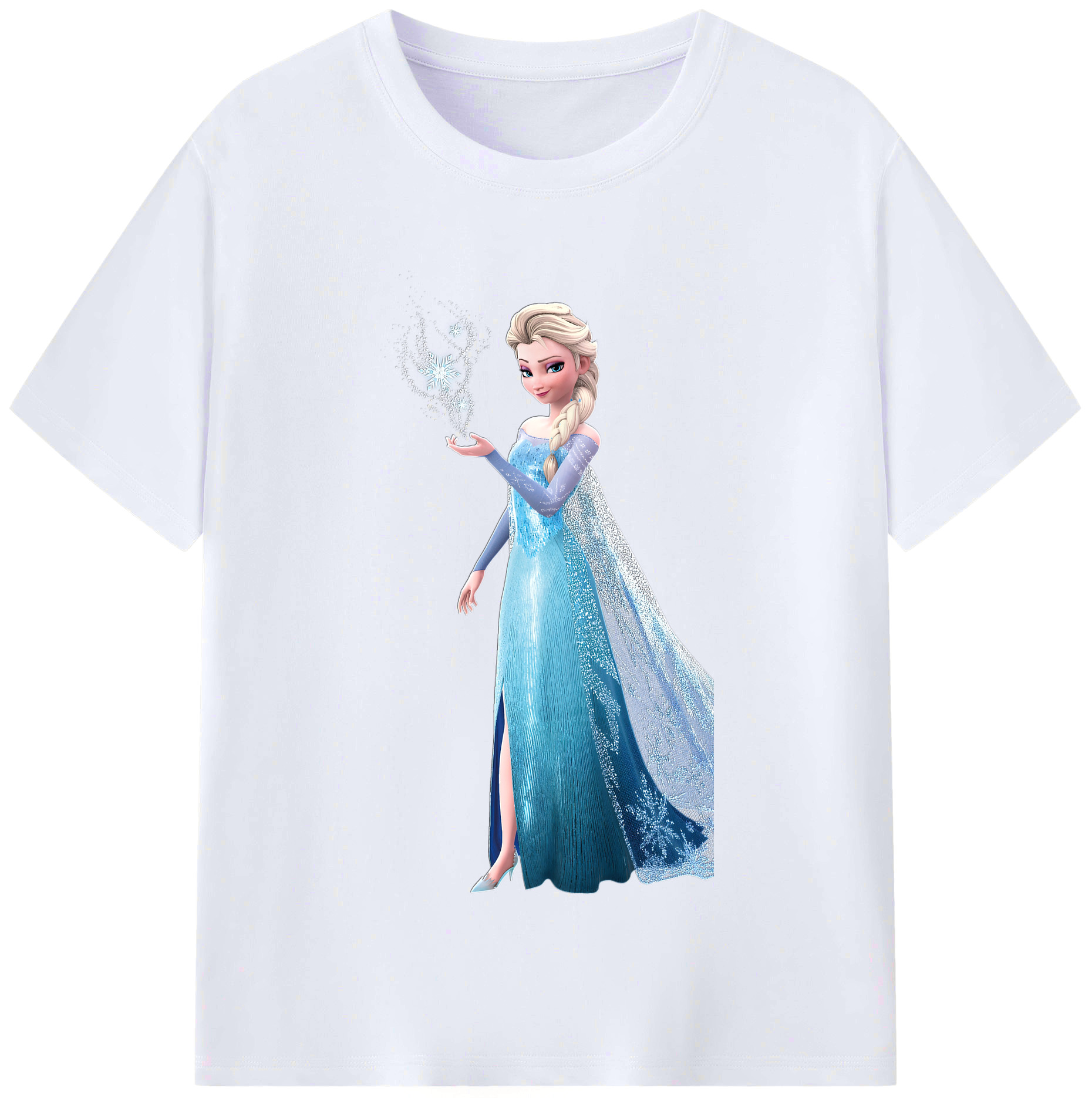 （画像用） アナと雪の女王 アンナ エルサ Frozen Anna Elsa レディースカジュアルプリントTシャツ（綿100％）