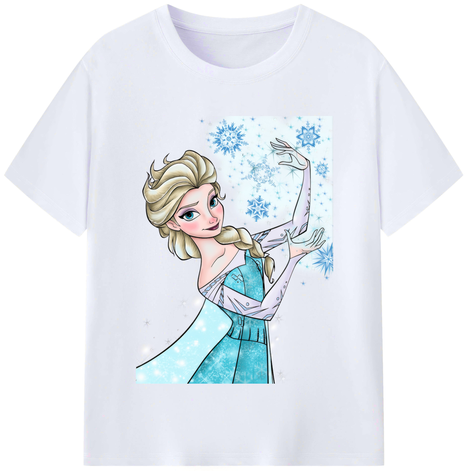 （画像用） アナと雪の女王 アンナ エルサ Frozen Anna Elsa レディースカジュアルプリントTシャツ（綿100％）