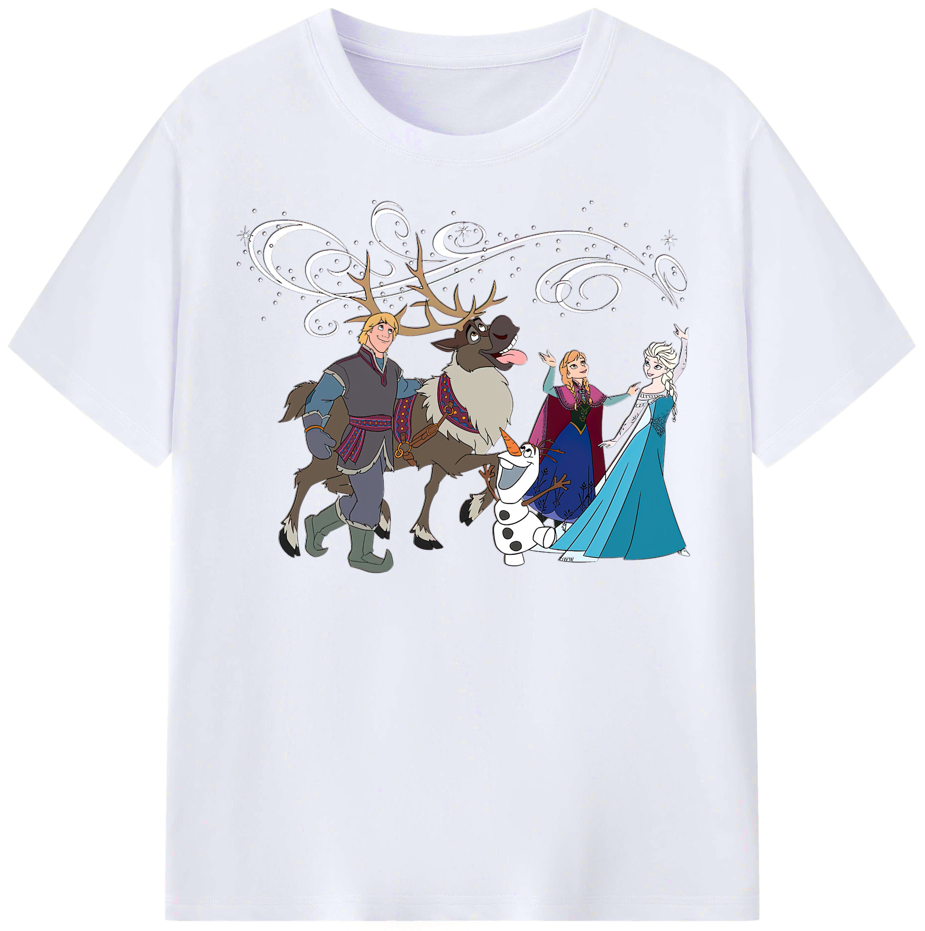 （画像用） アナと雪の女王 アンナ エルサ Frozen Anna Elsa レディースカジュアルプリントTシャツ（綿100％）