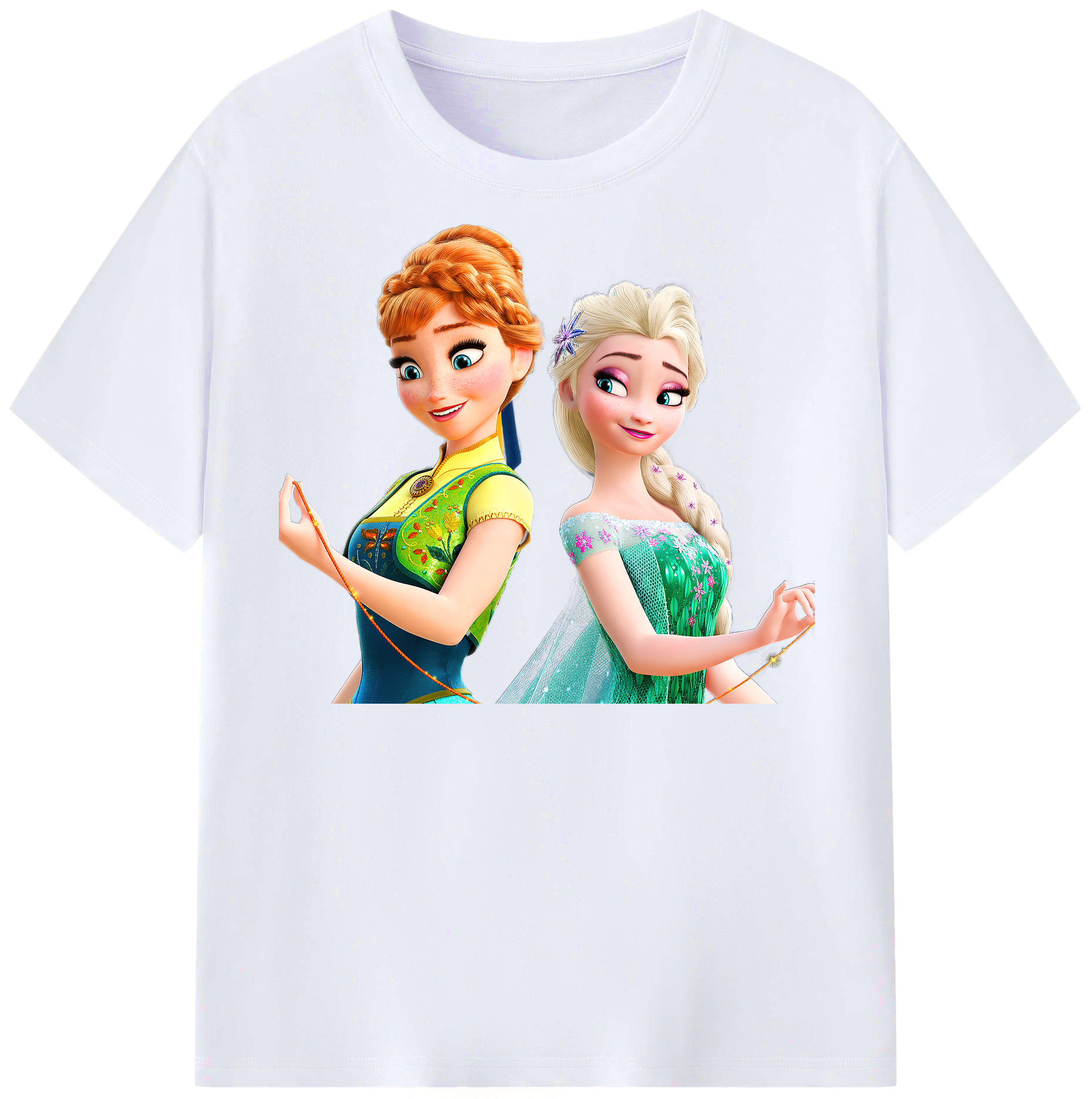 （画像用） アナと雪の女王 アンナ エルサ Frozen Anna Elsa レディースカジュアルプリントTシャツ（綿100％）